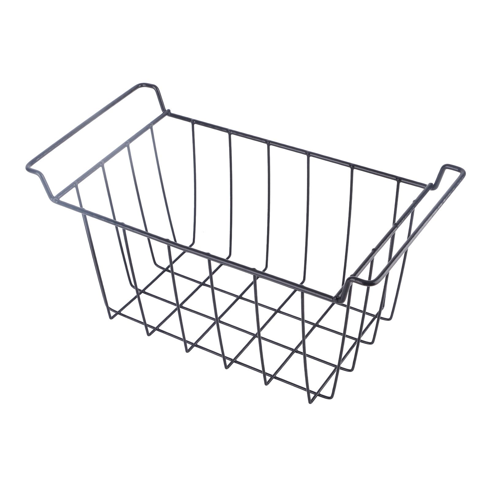 2 Pcs Freezer Wire Storage Basket PE Coated Hanging Rack Organizer Bin Black view 6