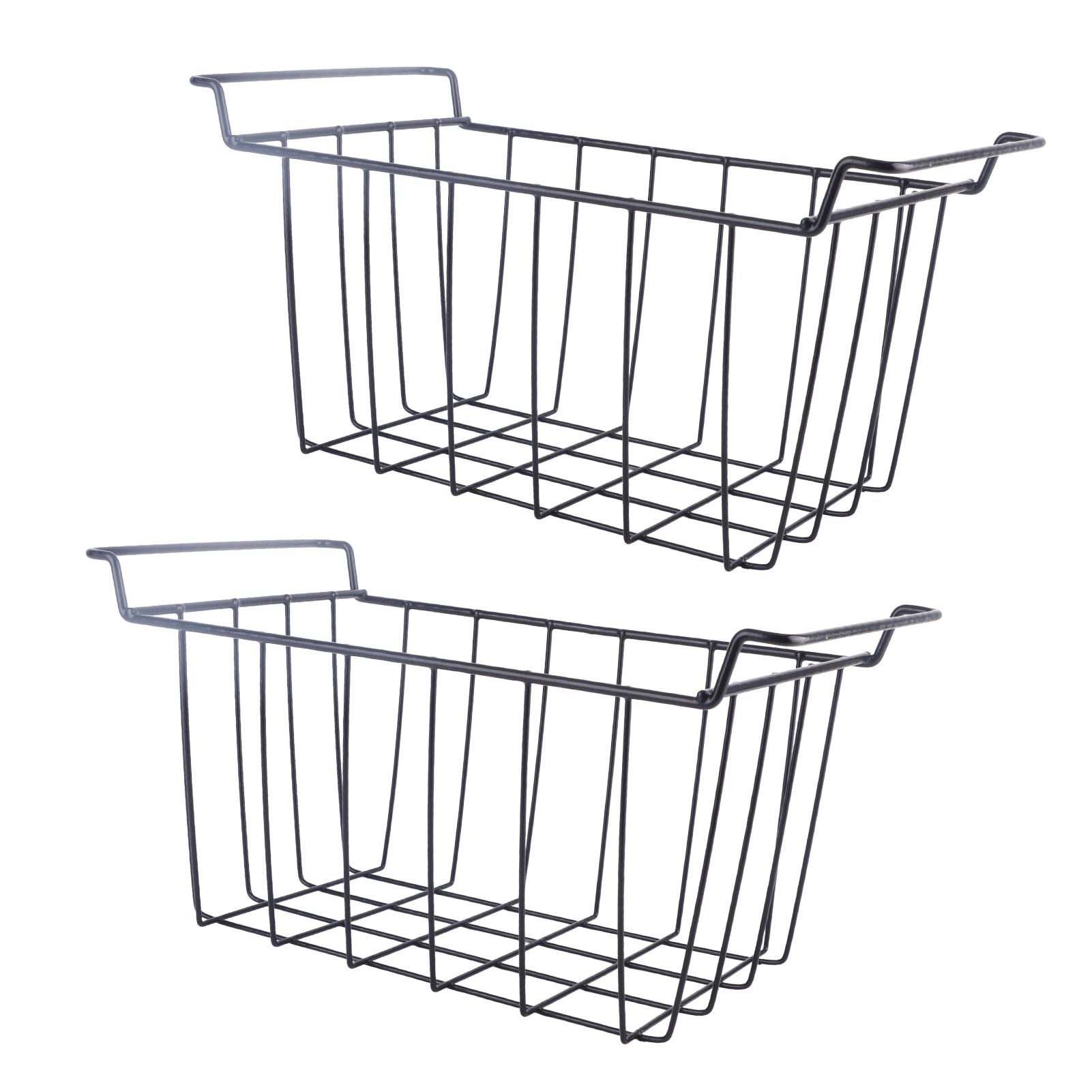 2 Pcs Freezer Wire Storage Basket PE Coated Hanging Rack Organizer Bin Black view 8