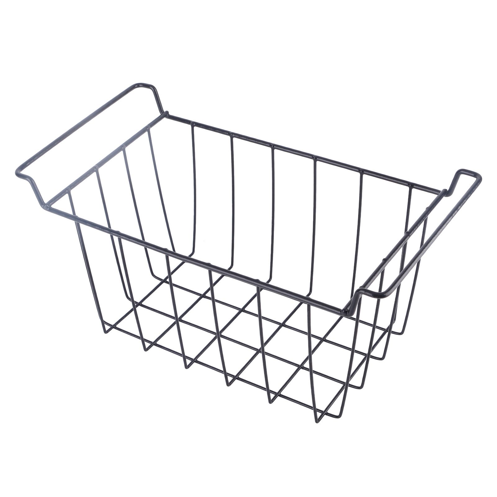 2 Pcs Freezer Wire Storage Basket PE Coated Hanging Rack Organizer Bin Black view 9