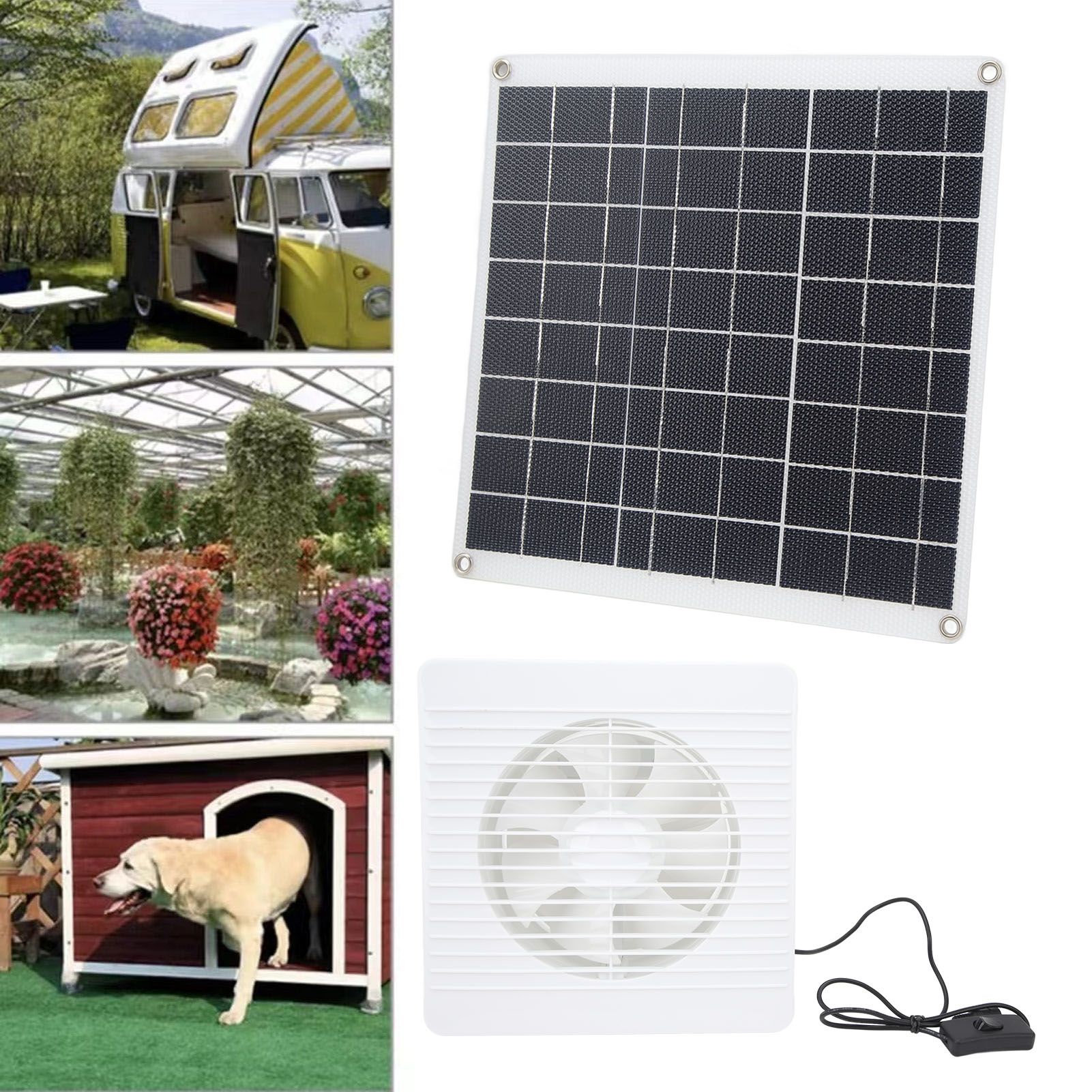 Solar Panel Powered Fan Maintain Air Circulation 6 Blades 15W Solar Panel view 15