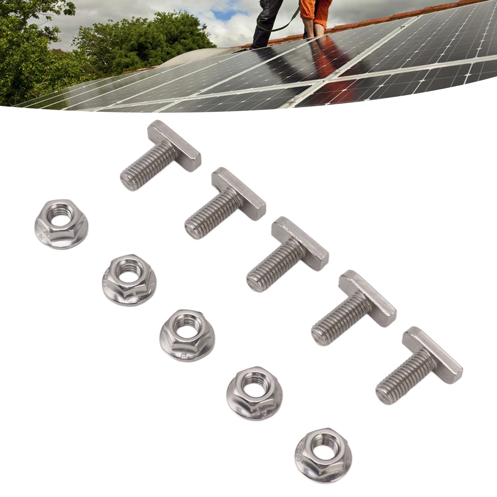 15 Set Hammer Head Screws M8 Stainless Steel Screws for Photovoltaic and Solar view 12