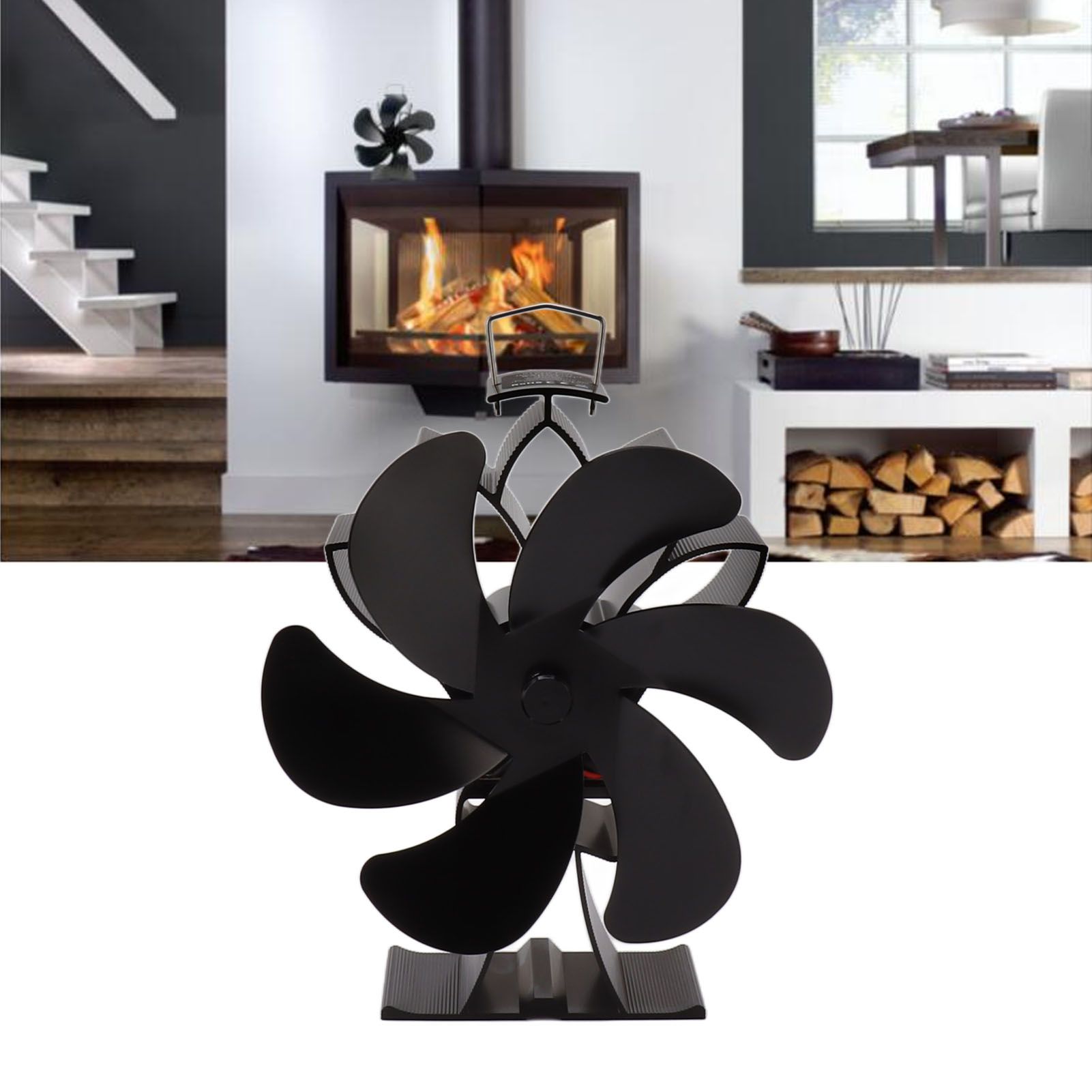 Heat Powered Stove Fan 6 Blade Aluminum Alloy Low Noise Wood Stove Fireplace view 11