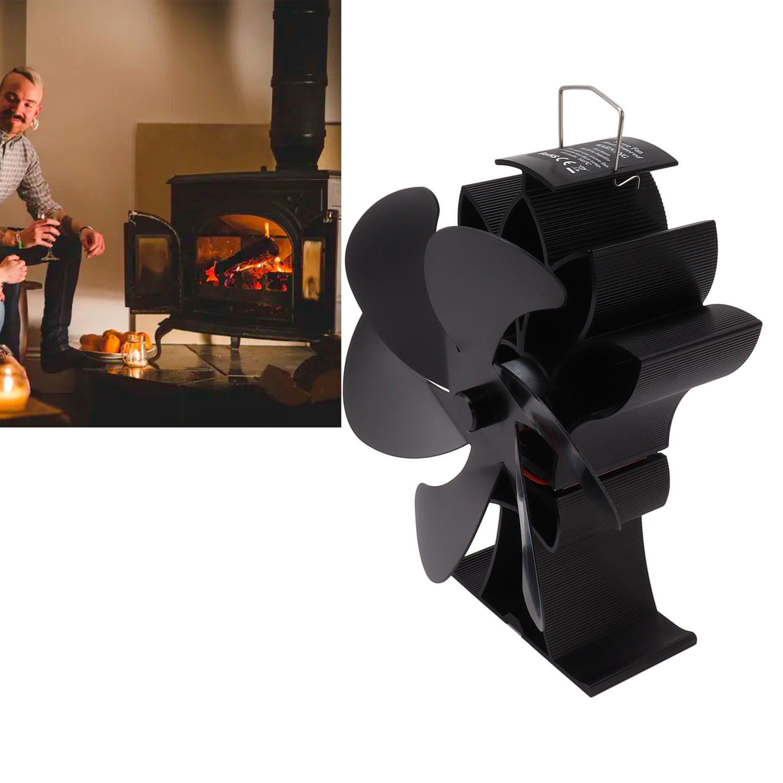 Heat Powered Stove Fan 6 Blade Aluminum Alloy Low Noise Wood Stove Fireplace view 12
