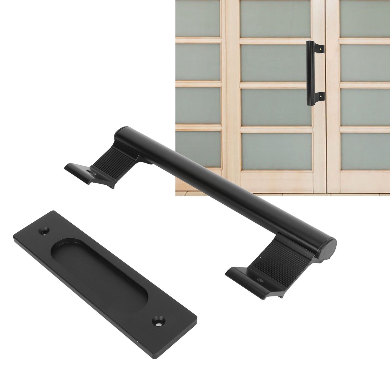 Sliding Door Handle Double Sided Universal Black Aluminum Alloy Barn Door view 12