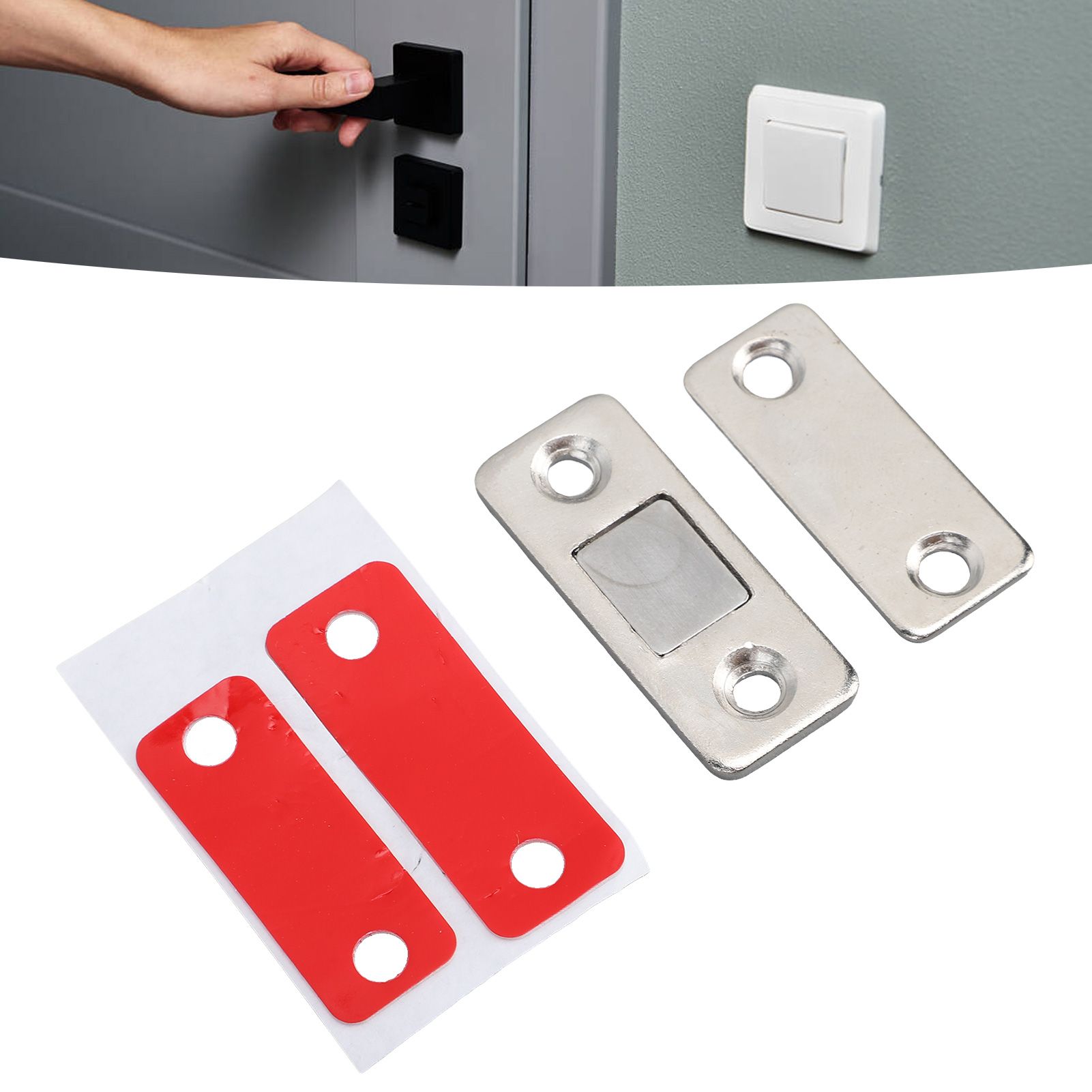 8 Pack Magnetic Door Catch Ultra Thin Door Latch Adhesive Stainless Steel 2 view 11
