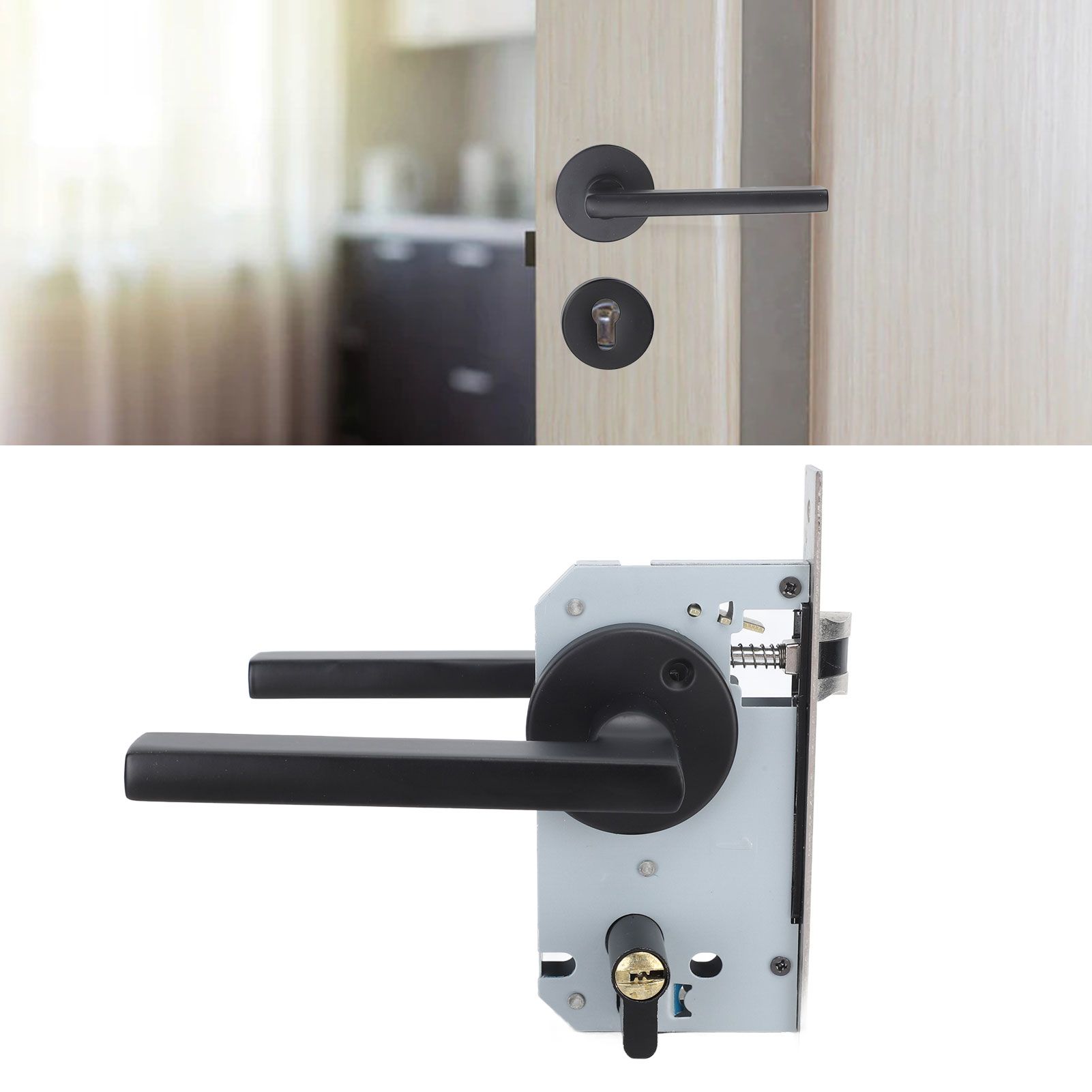 House Door Handle Lock Aluminum Black Antioxidant Coating Shock Resistance view 12