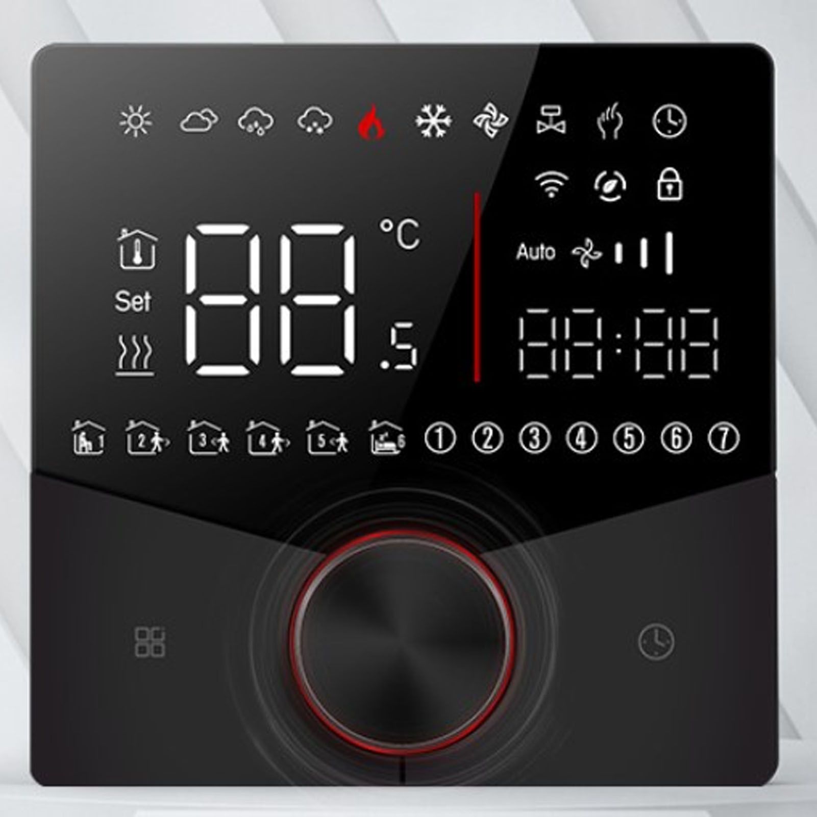 Smart Thermostat Knob Design LCD Color Display Panel Digital Thermostat for view 12