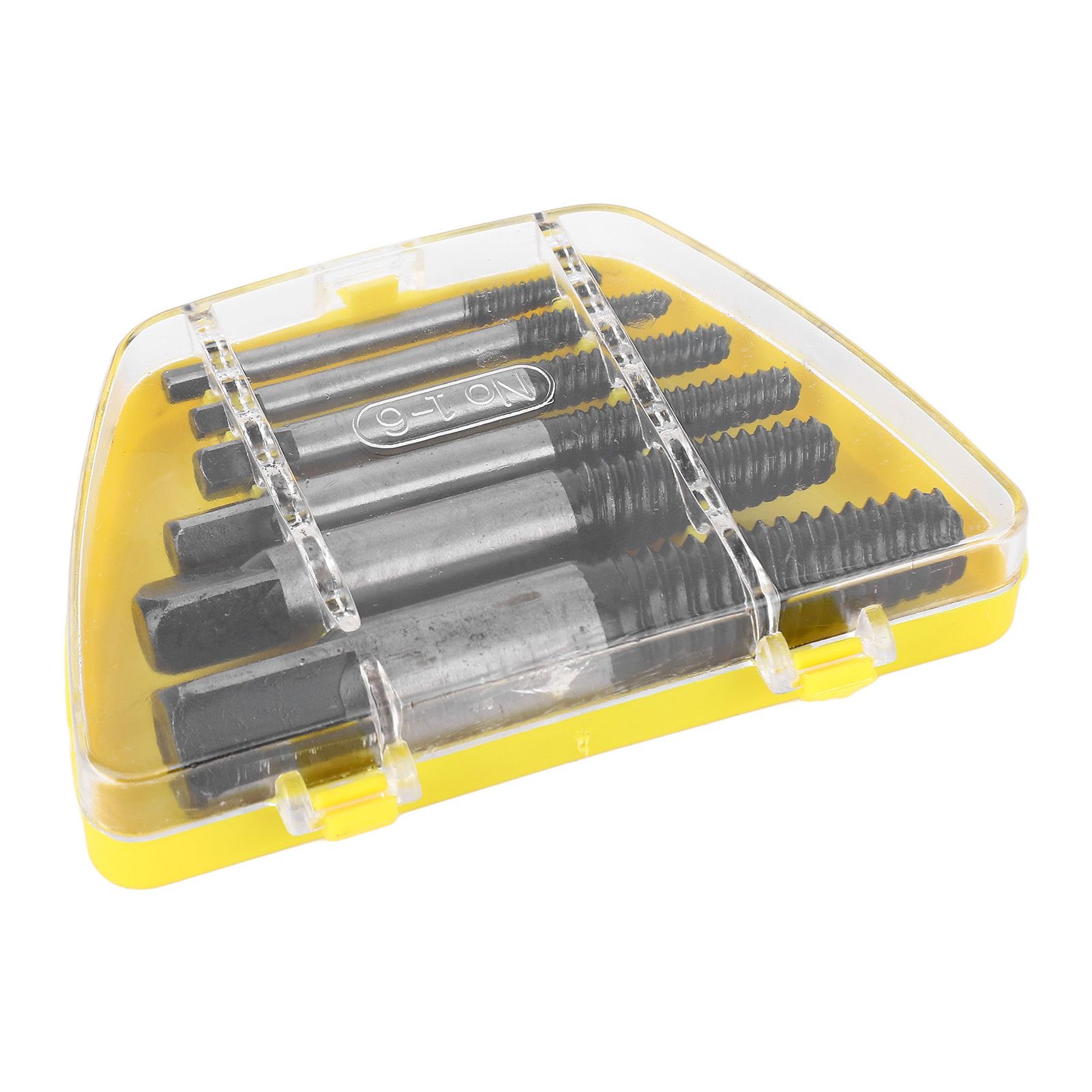 6 Pcs Damaged Screw Extractor with Yellow Storage Box Steel Stripped Bolt view 2
