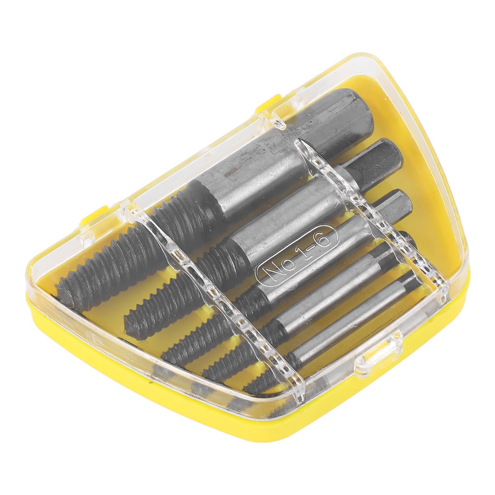6 Pcs Damaged Screw Extractor with Yellow Storage Box Steel Stripped Bolt view 4