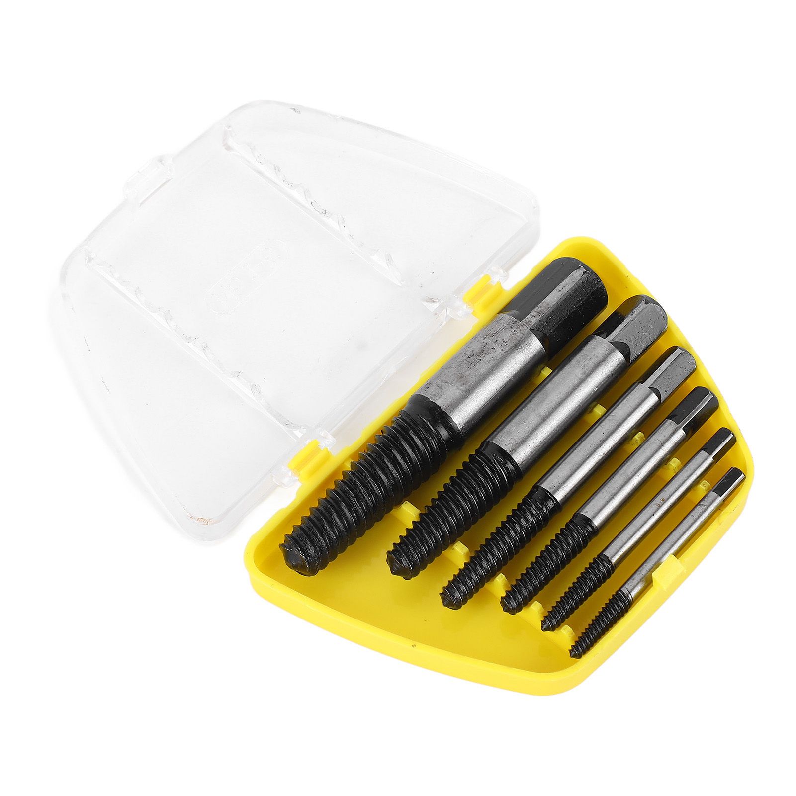 6 Pcs Damaged Screw Extractor with Yellow Storage Box Steel Stripped Bolt view 7