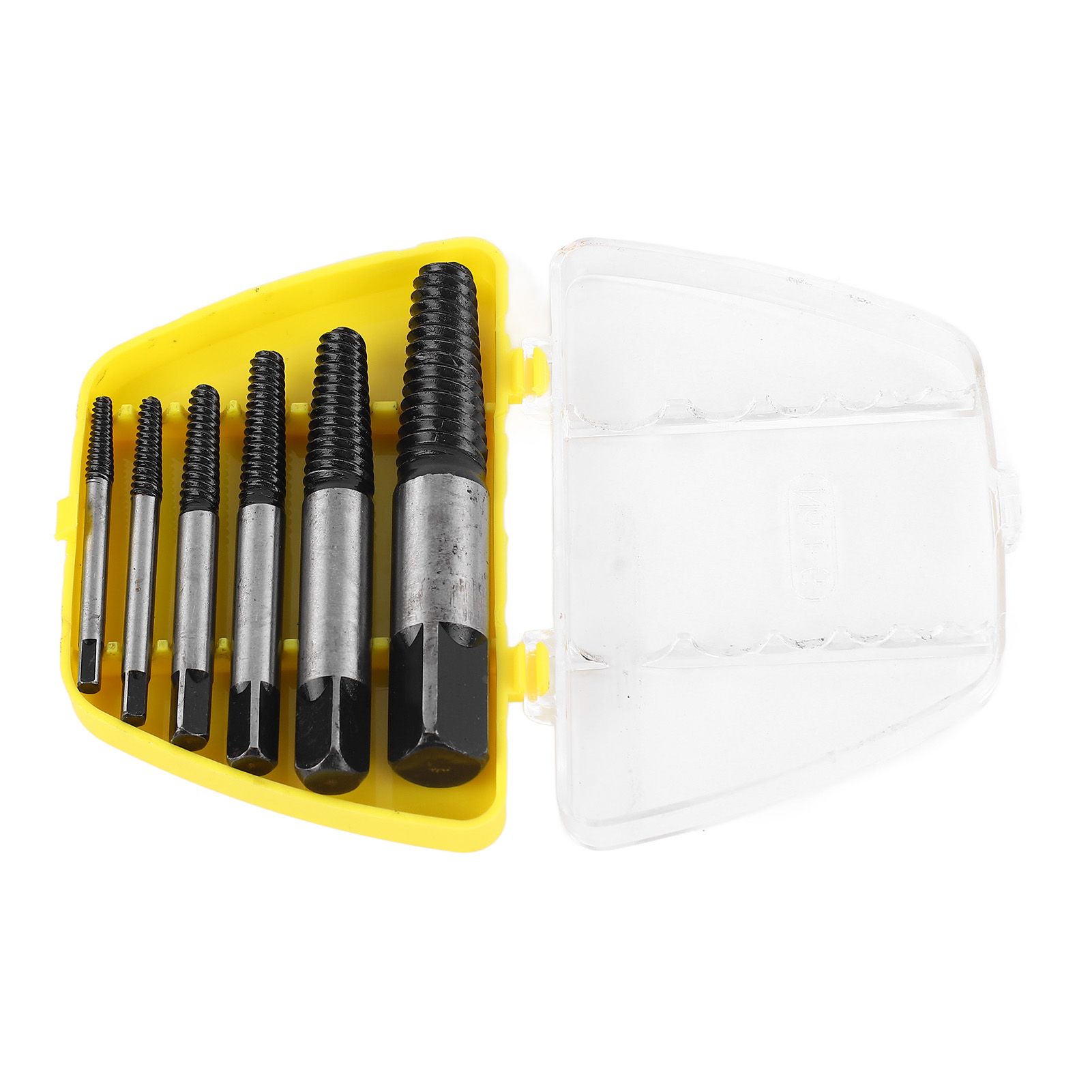 6 Pcs Damaged Screw Extractor with Yellow Storage Box Steel Stripped Bolt view 8