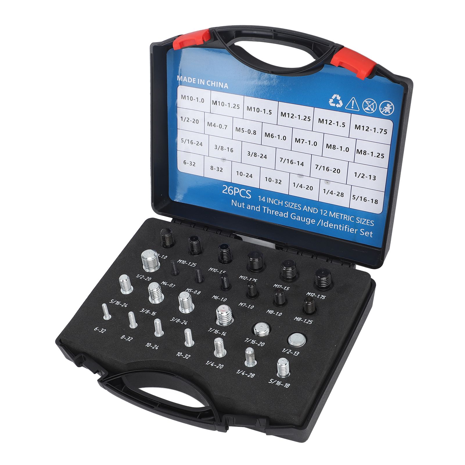 26 PCS Nut Bolt Thread Checker High Accuracy Carbon Steel ABS Nut and Bolt view 5