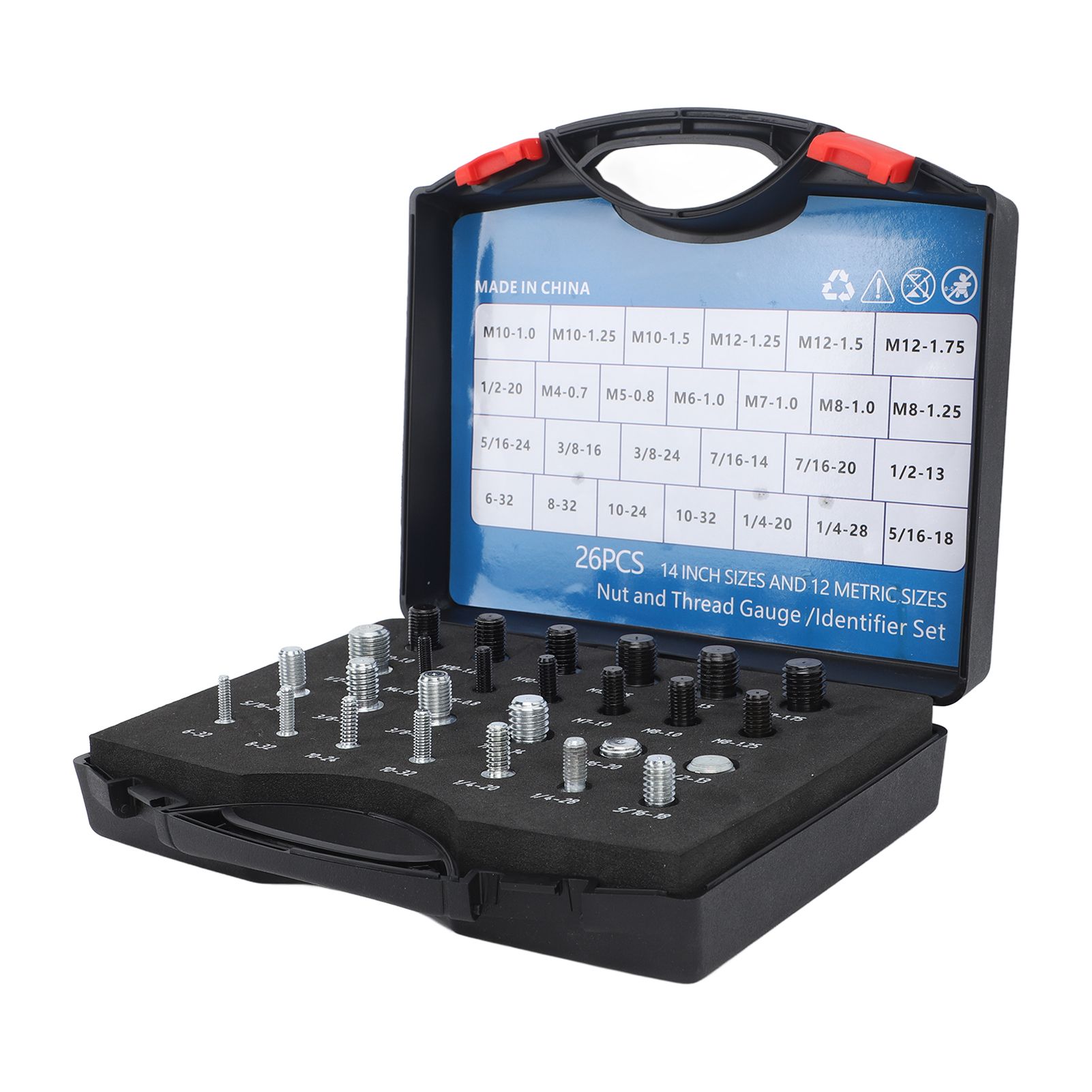 26 PCS Nut Bolt Thread Checker High Accuracy Carbon Steel ABS Nut and Bolt view 8