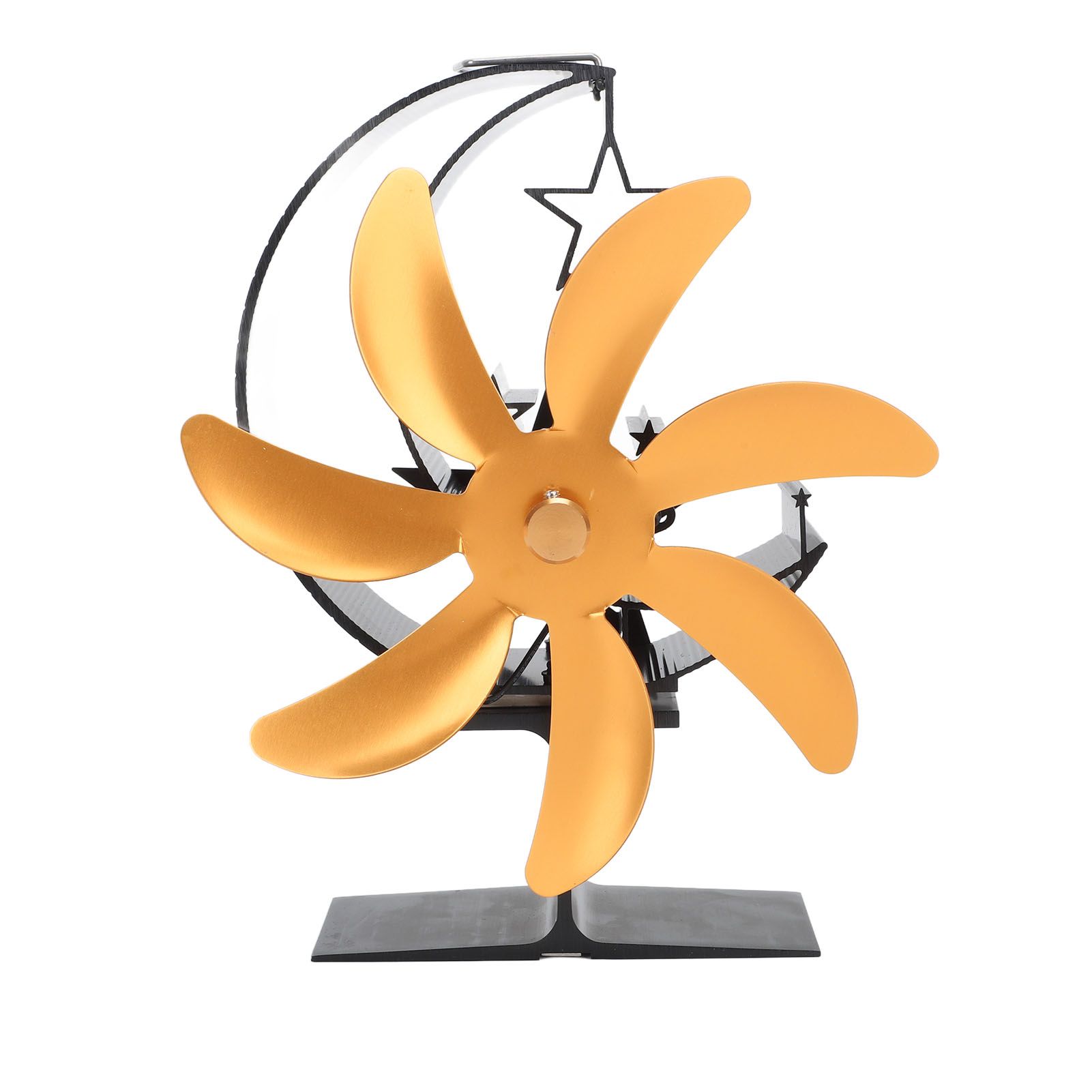 Heat Powered Stove Fan 7 Blade Moon Model Silent Operation Circulating Warm