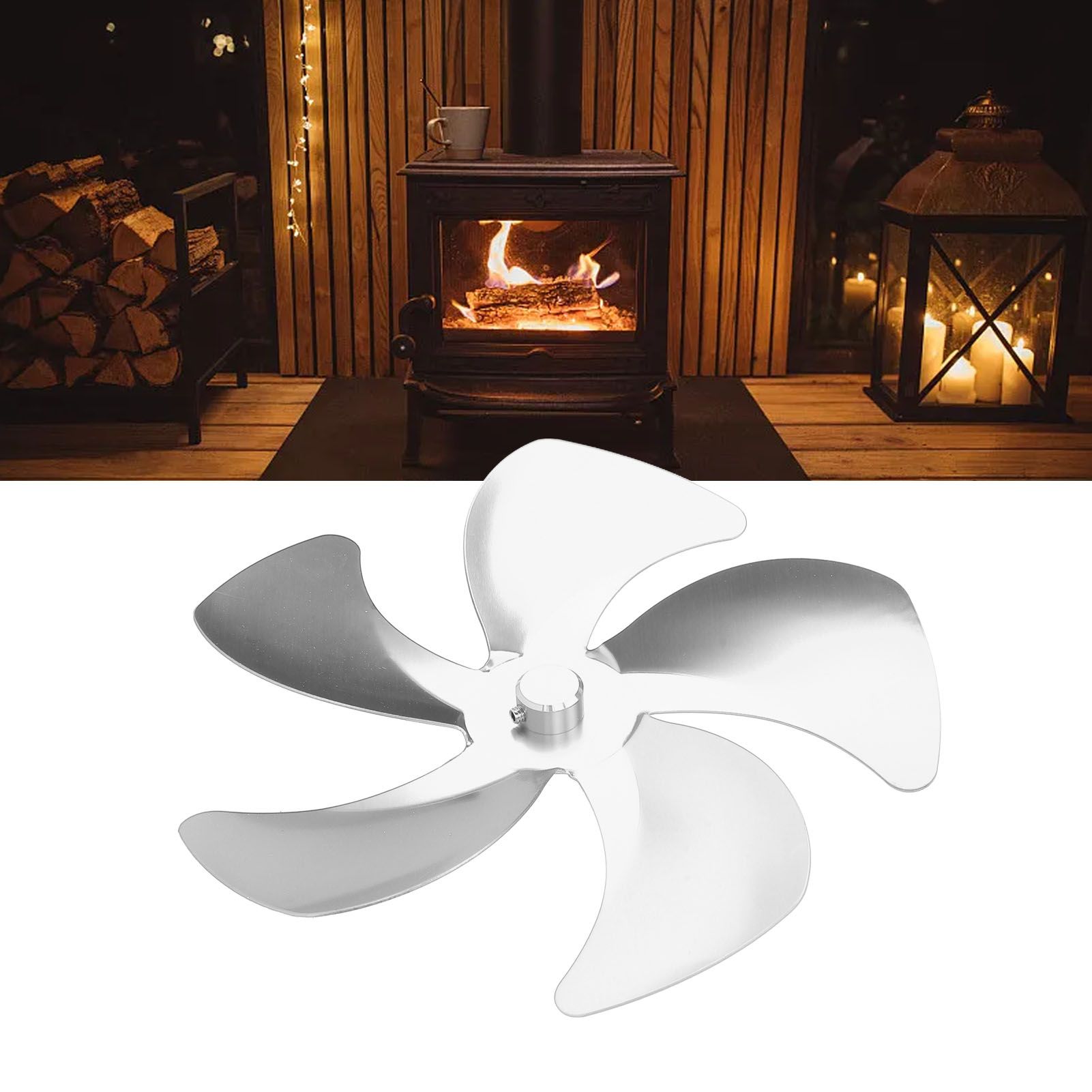 Stove Fan Blade Replacement Aluminum Alloy Enhance Warm Air Circulation view 11