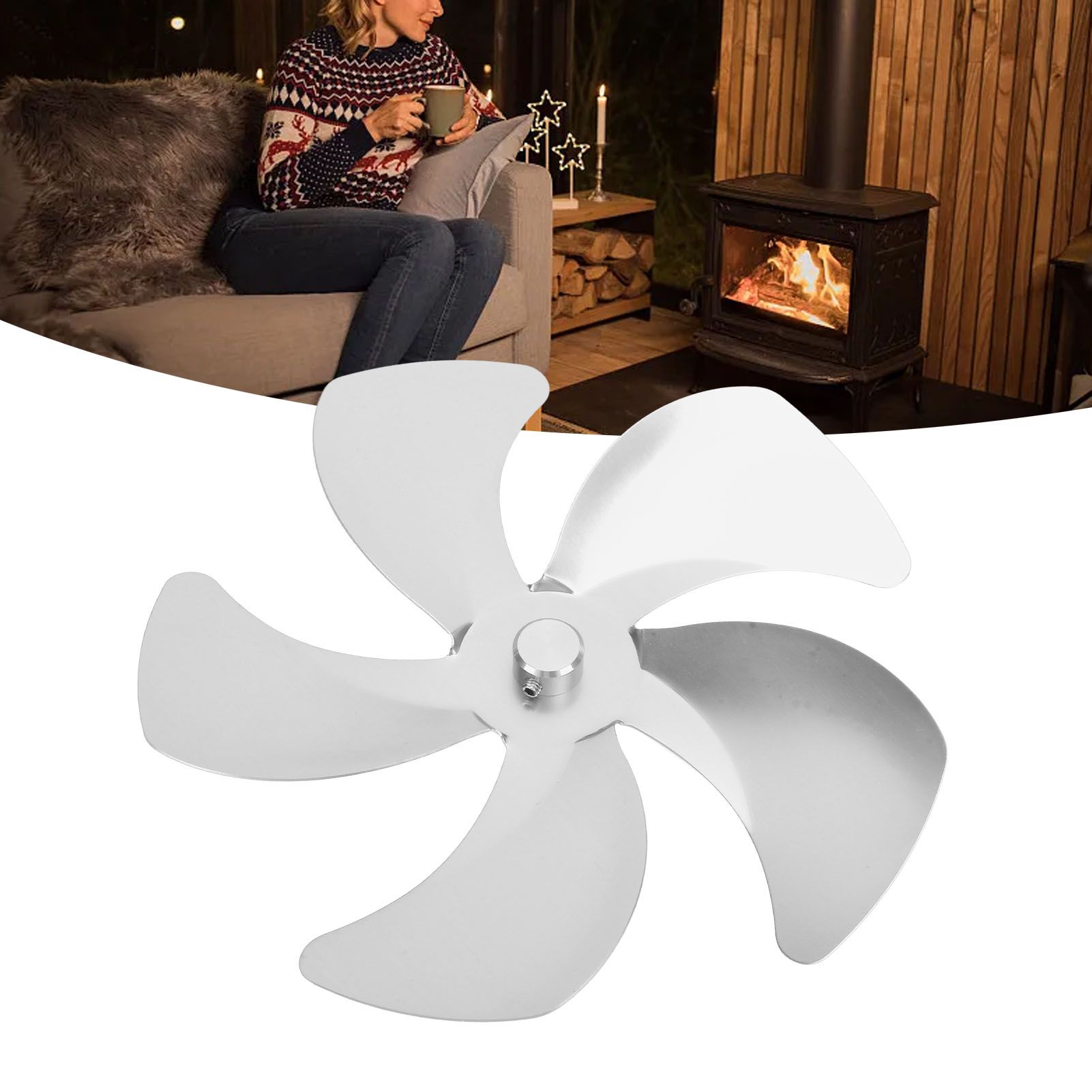 Stove Fan Blade Replacement Aluminum Alloy Enhance Warm Air Circulation view 12