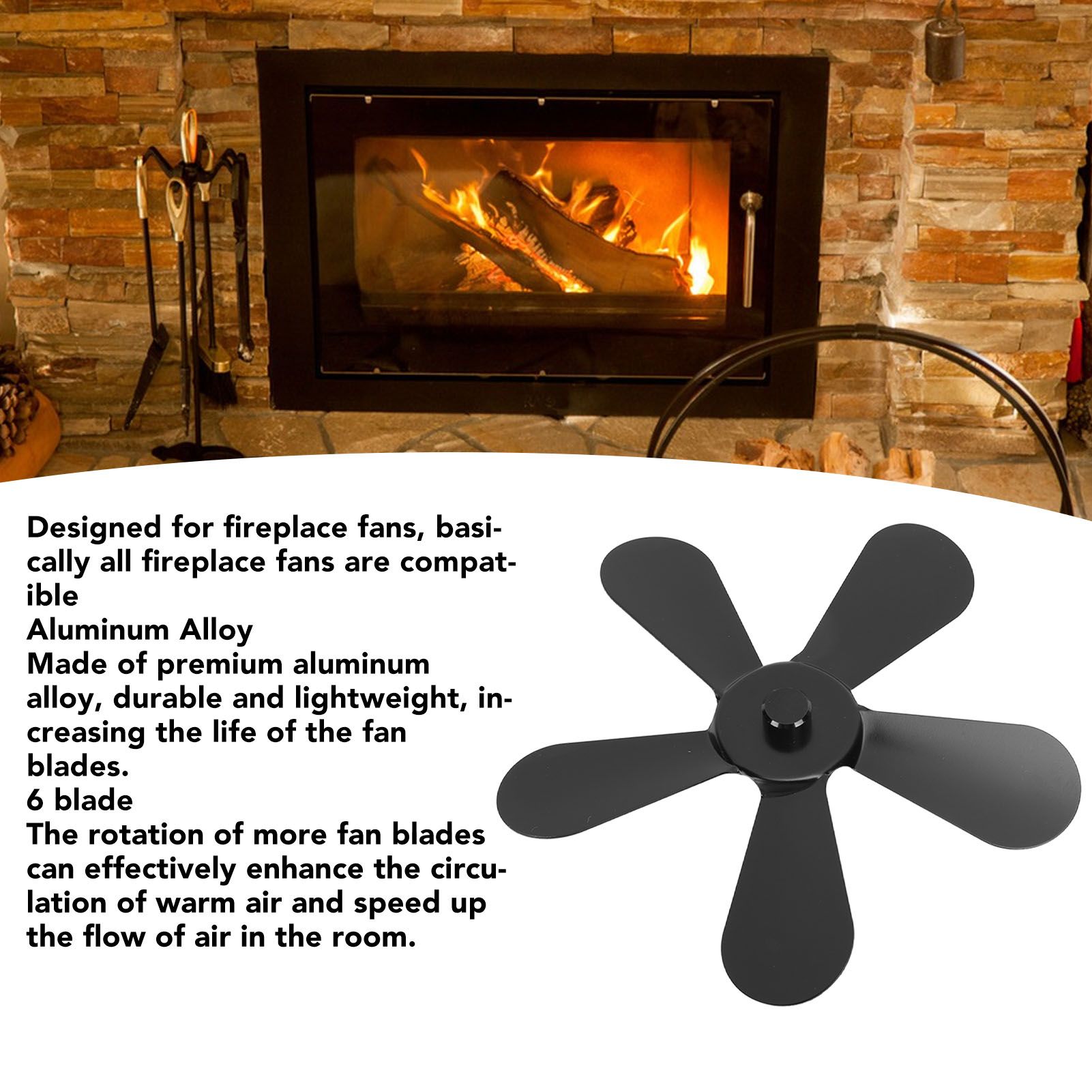 5 Blades Stove Fan Blade Aluminium Alloy Heat Powered Stove Fan Blades view 13