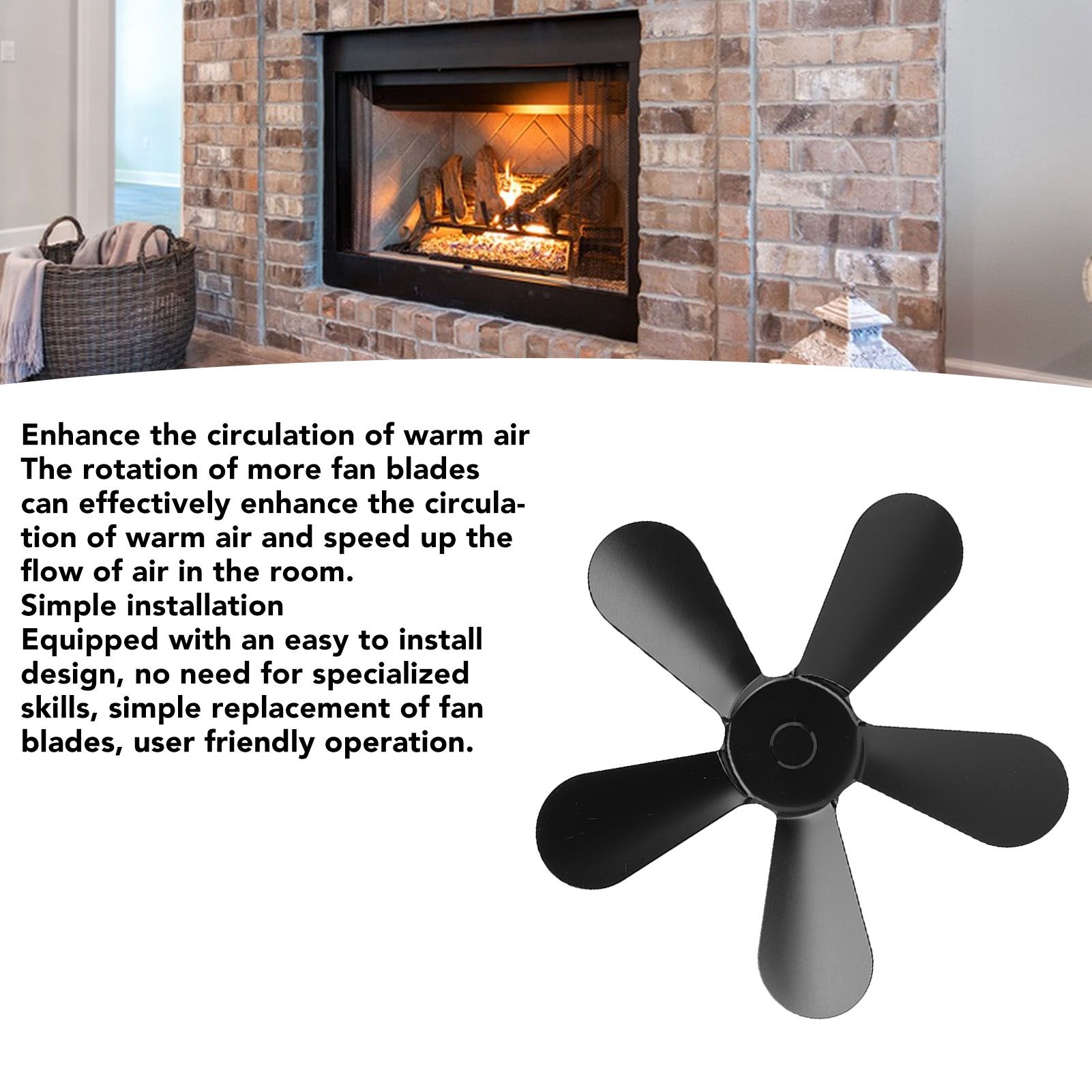 5 Blades Stove Fan Blade Aluminium Alloy Heat Powered Stove Fan Blades view 14