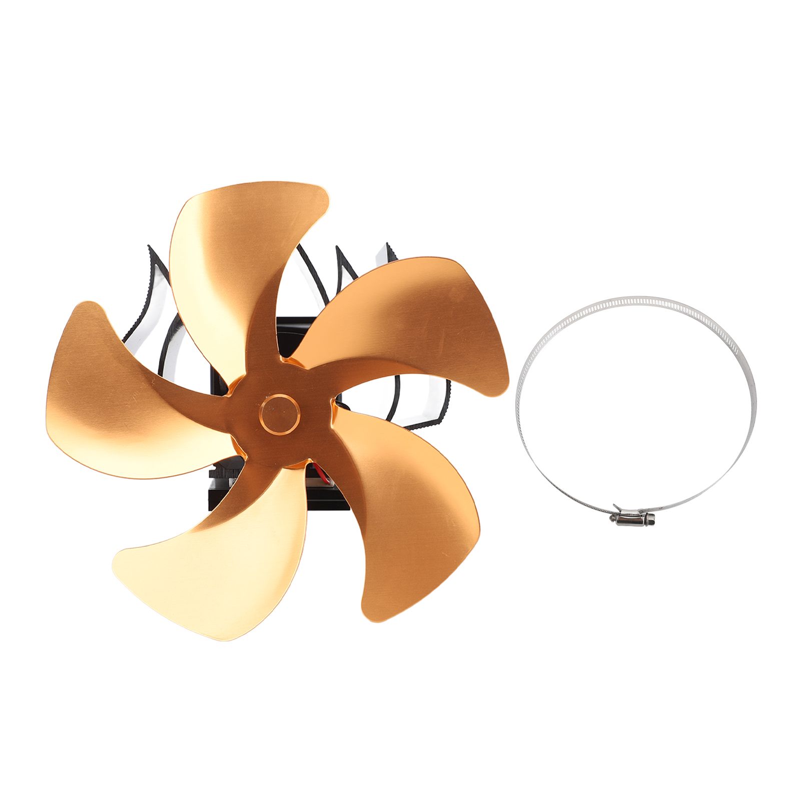 5 Blade Heat Powered Stove Fan Aluminum Alloy Noiseless Wall Hanging Thermal