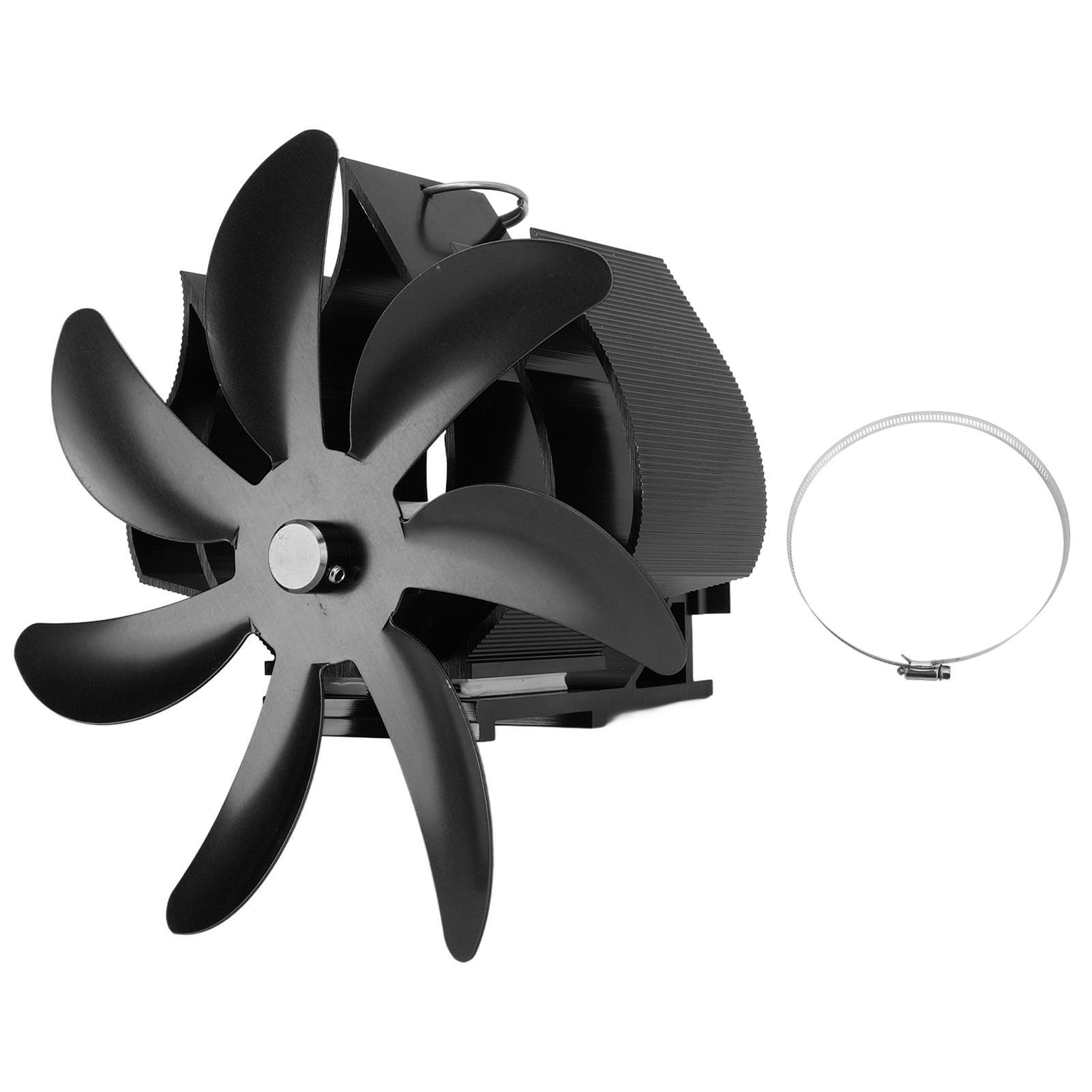 Wood Stove Fan 7 Blade Aluminum Alloy Low Noise Wall Hanging Heat Powered