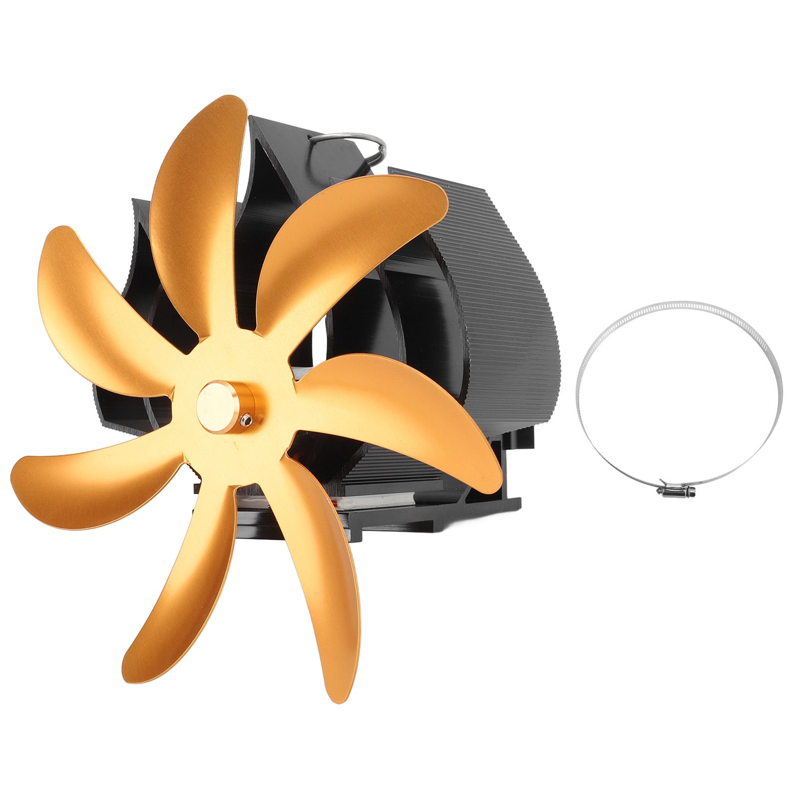 Wood Stove Fan 7 Blade Aluminum Alloy Low Noise Wall Hanging Heat Powered