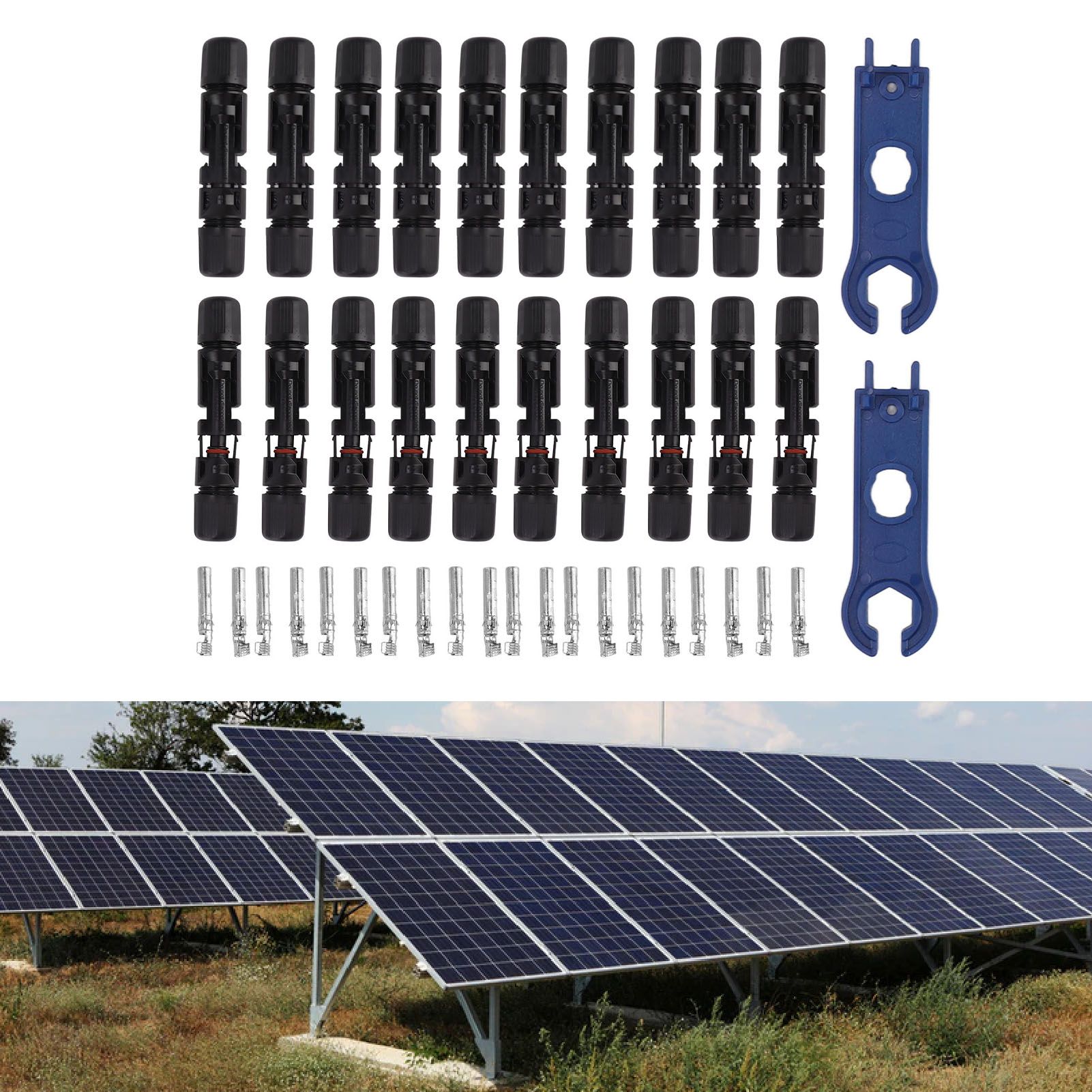Solar Connectors with 10 Pairs Male Female Plug Spanners Waterproof Flame view 12