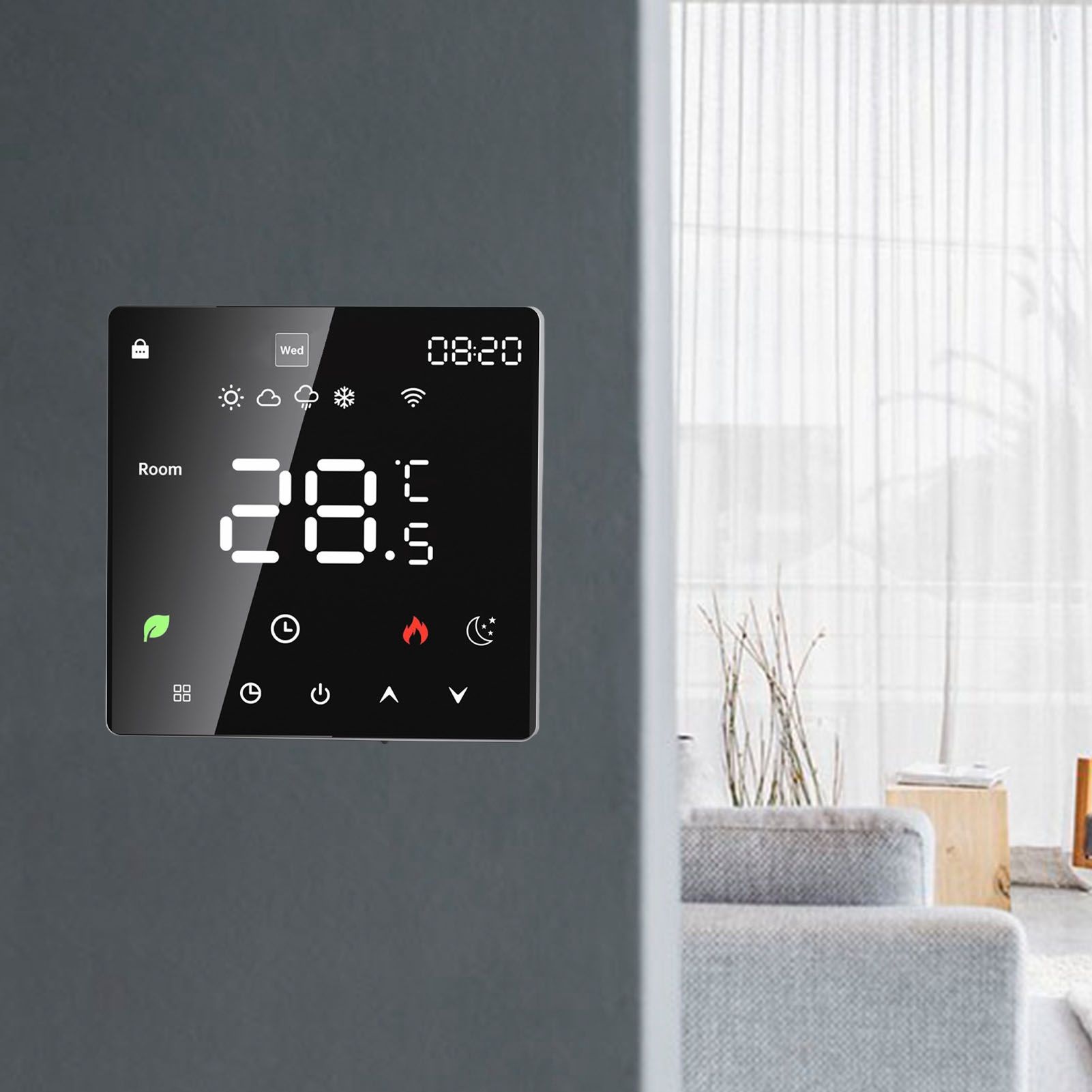 16A Smart Thermostat LCD Color Touchscreen PC Programmable Electric Heating view 12