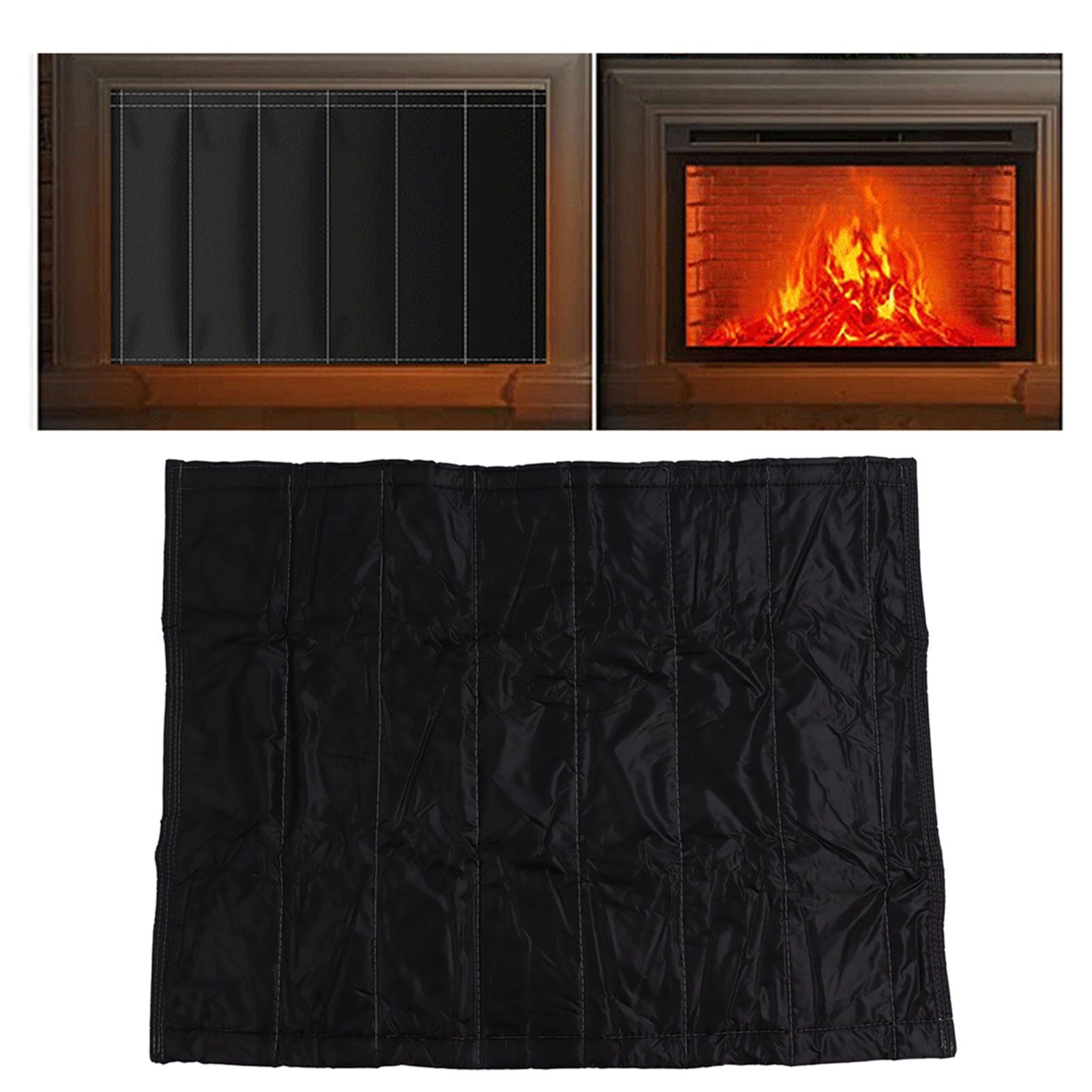 Fireplace Blanket Black Oxford Fabric 2 Layers Cotton Hook and Loop Fireplace view 11