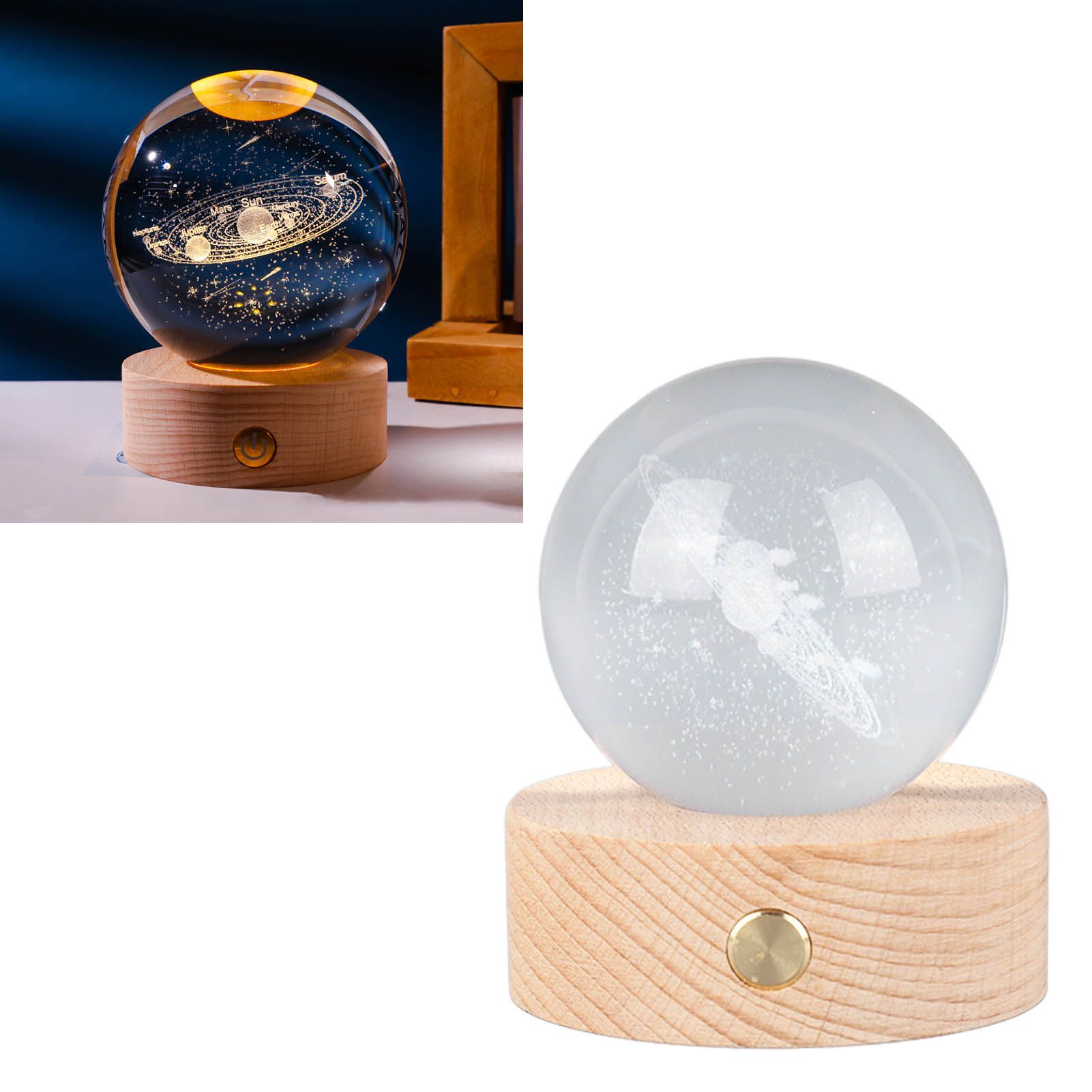 6cm 3D Crystal Ball Luminous Clear Sculpture Round Astronomy Ball Miniature view 11