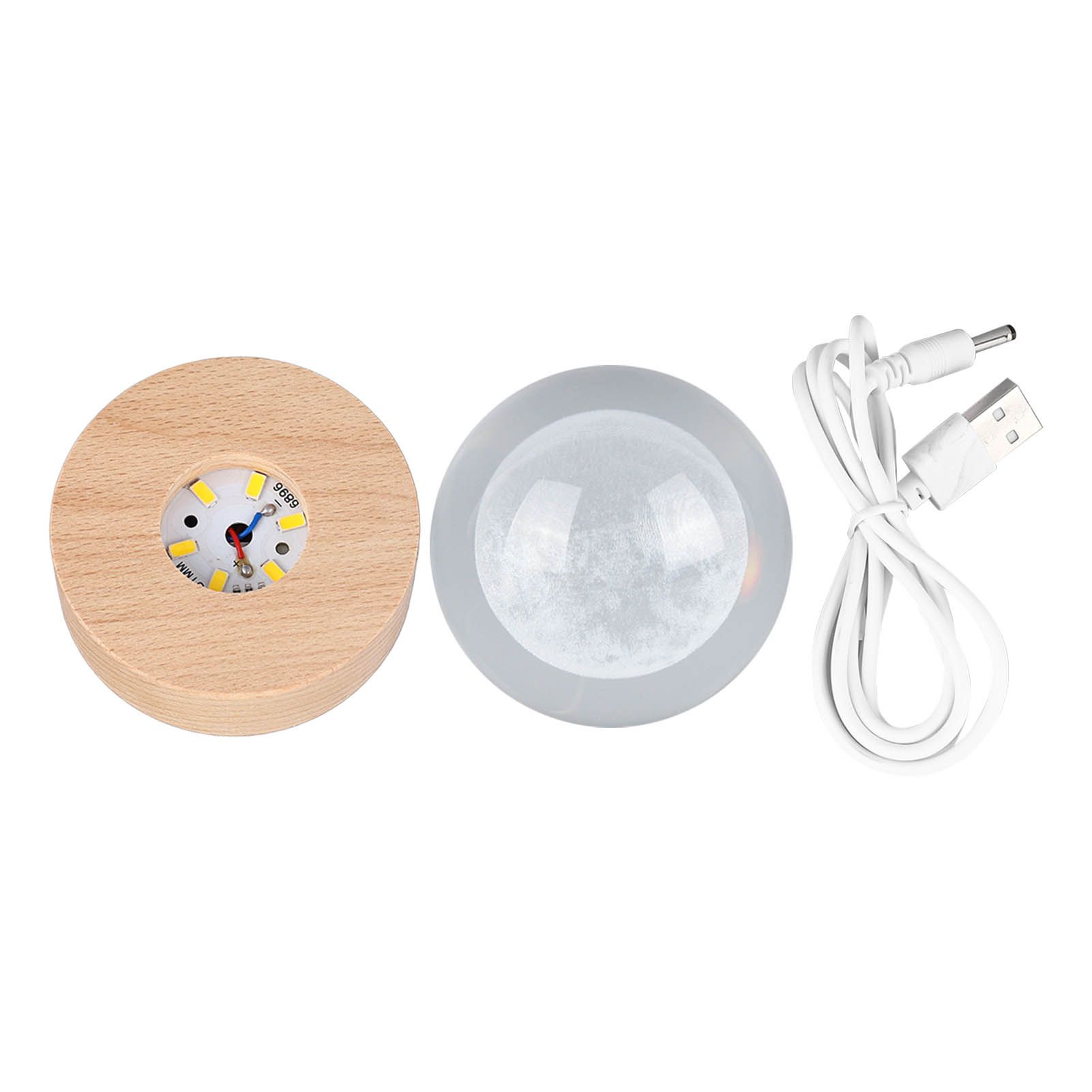 6cm 3D Crystal Ball Luminous Clear Sculpture Round Astronomy Ball Miniature