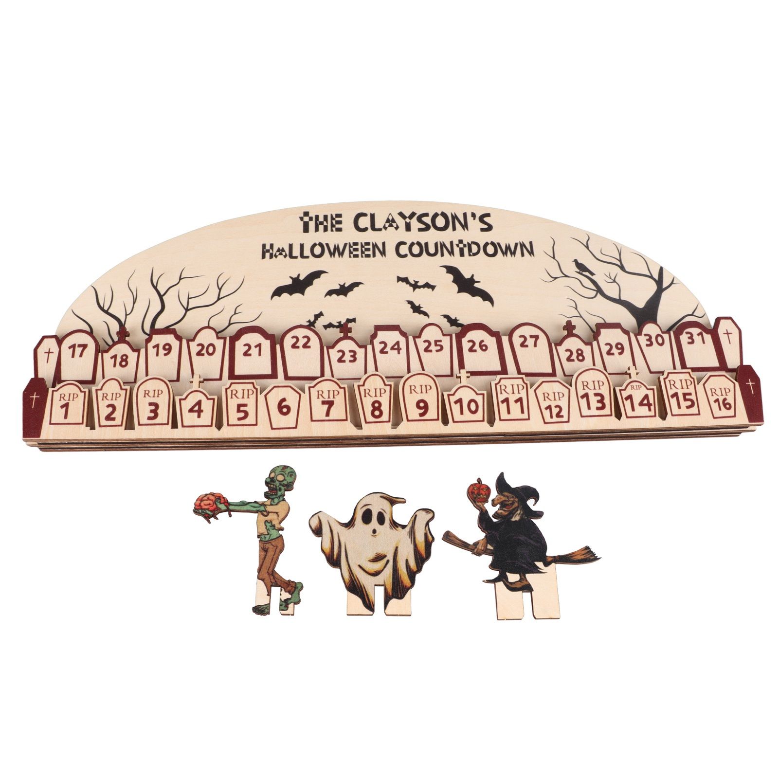 Halloween Advent Calendar 2023 31 Days Halloween Moving Wooden Block Countdown view 3