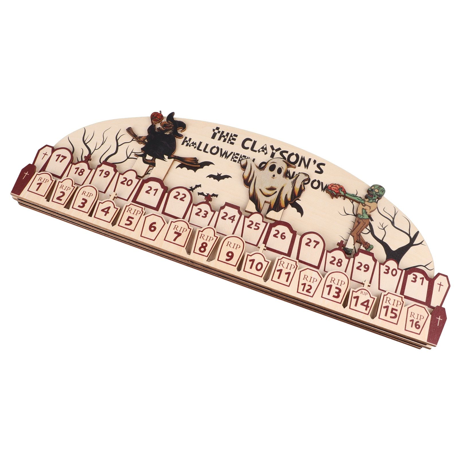 Halloween Advent Calendar 2023 31 Days Halloween Moving Wooden Block Countdown view 4
