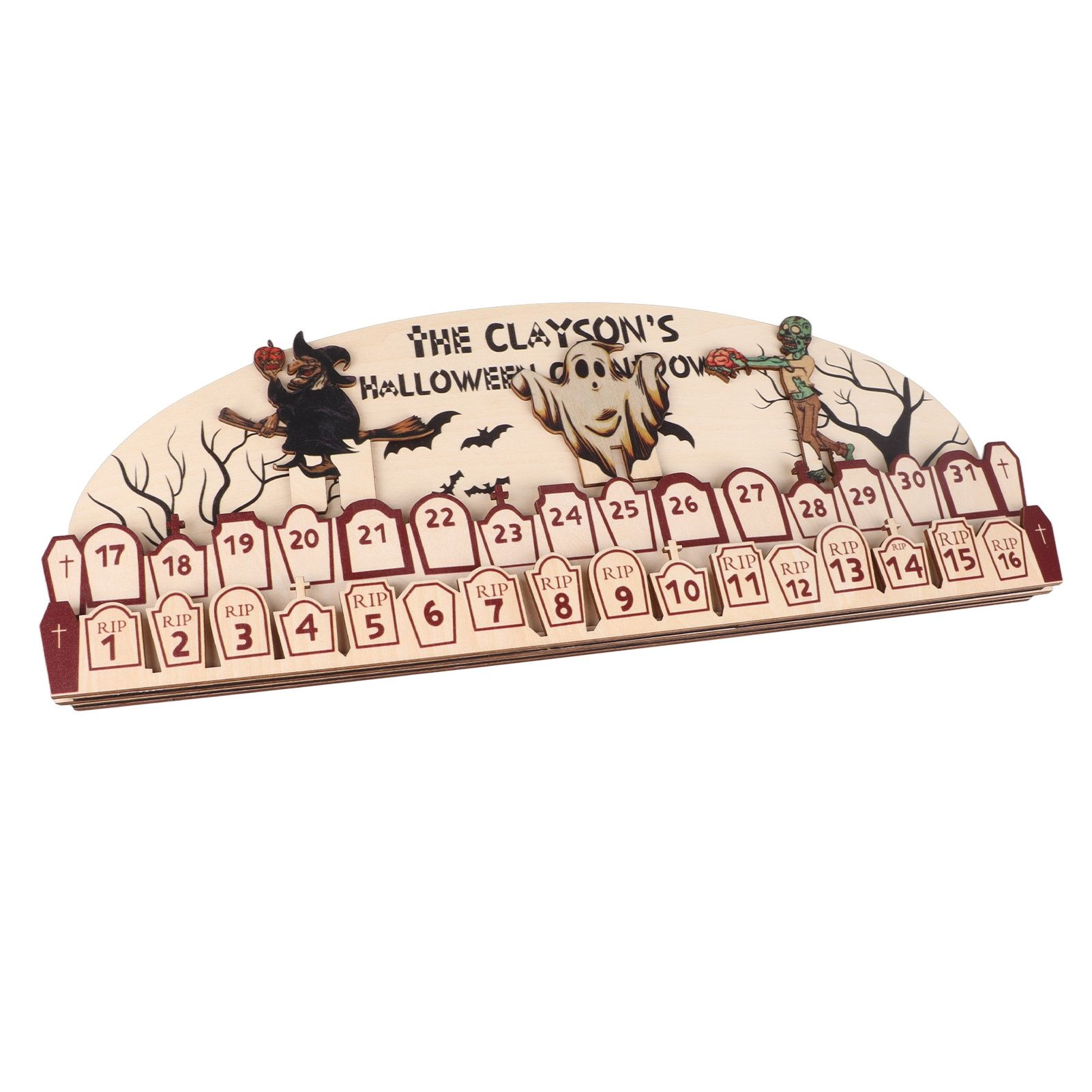 Halloween Advent Calendar 2023 31 Days Halloween Moving Wooden Block Countdown view 5