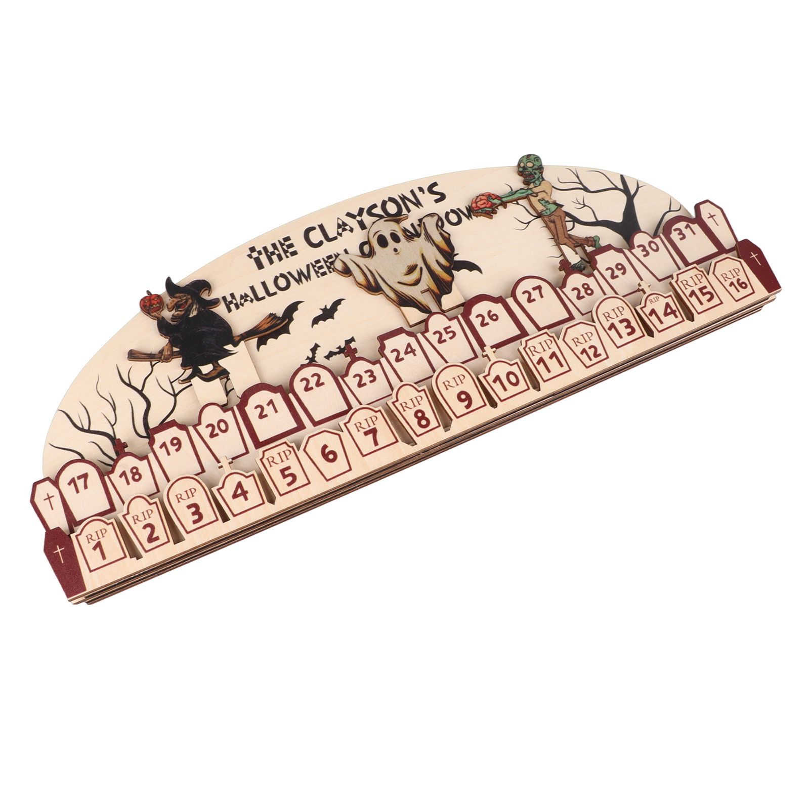 Halloween Advent Calendar 2023 31 Days Halloween Moving Wooden Block Countdown view 7