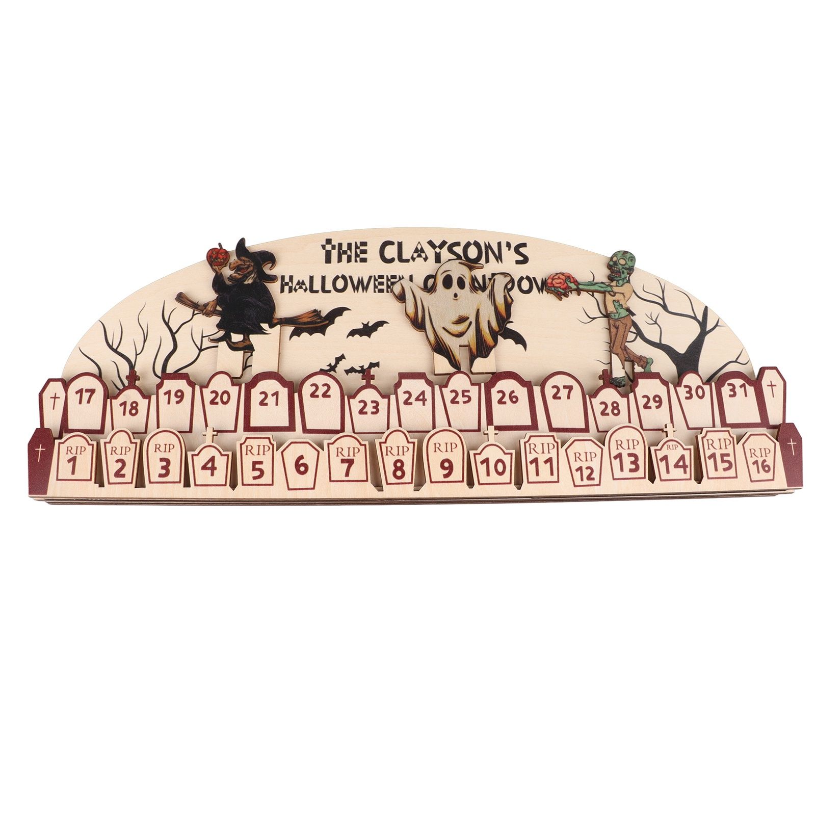 Halloween Advent Calendar 2023 31 Days Halloween Moving Wooden Block Countdown view 8