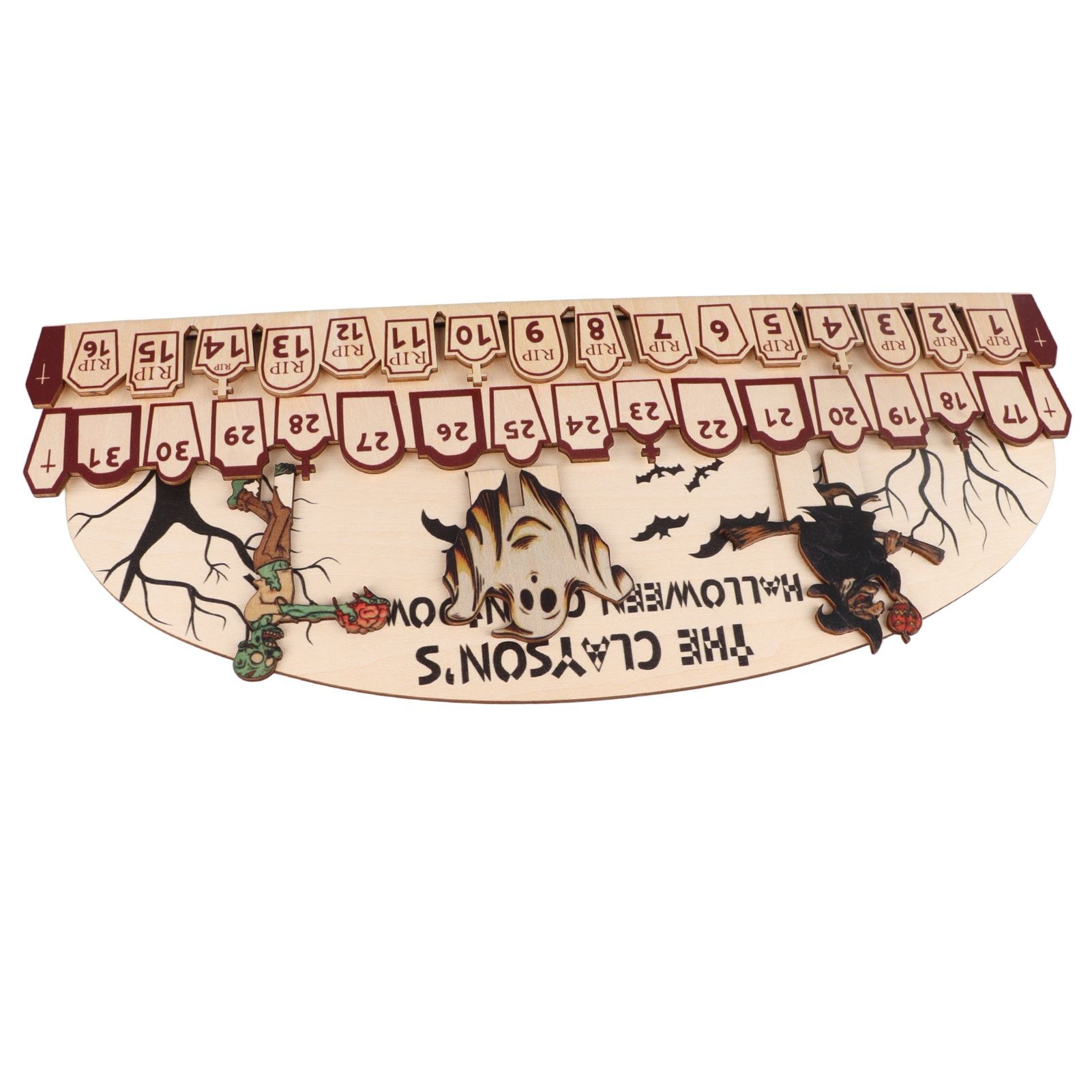 Halloween Advent Calendar 2023 31 Days Halloween Moving Wooden Block Countdown view 9