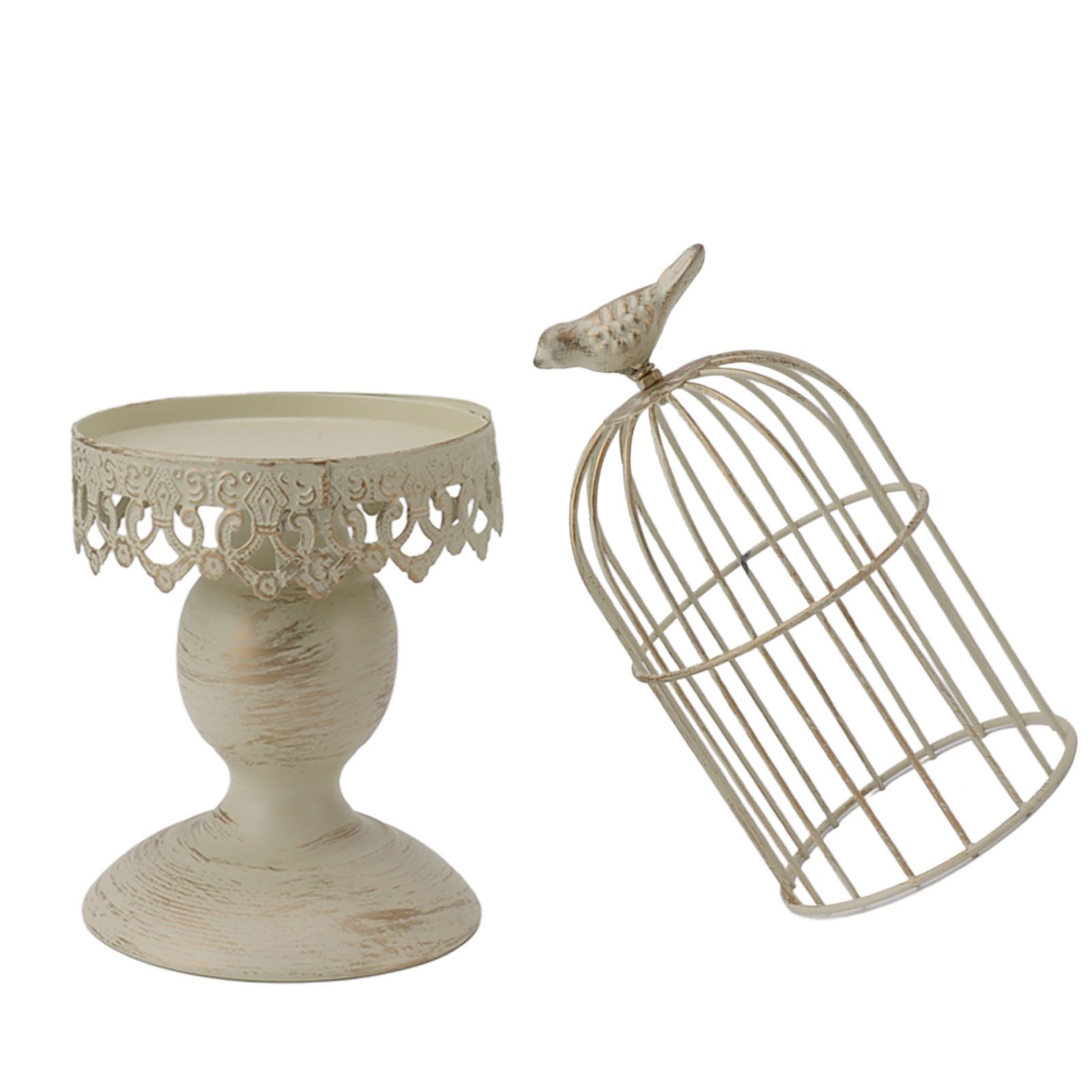 Birdcage Candle Holder Iron Vintage Detachable Stable Base Bird Cage Decor for view 2