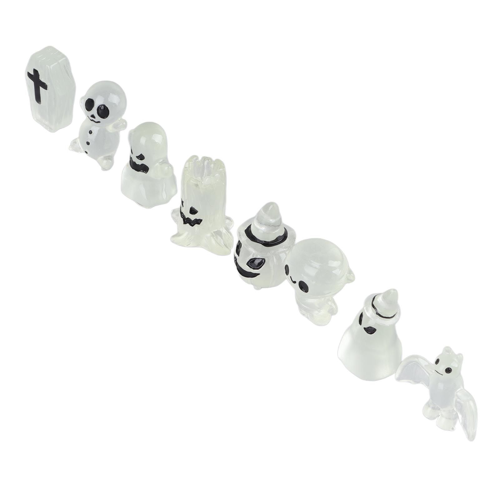8 Pcs Halloween Ornaments Miniature Luminous Tombstone Pumpkin Skull Ghost view 9