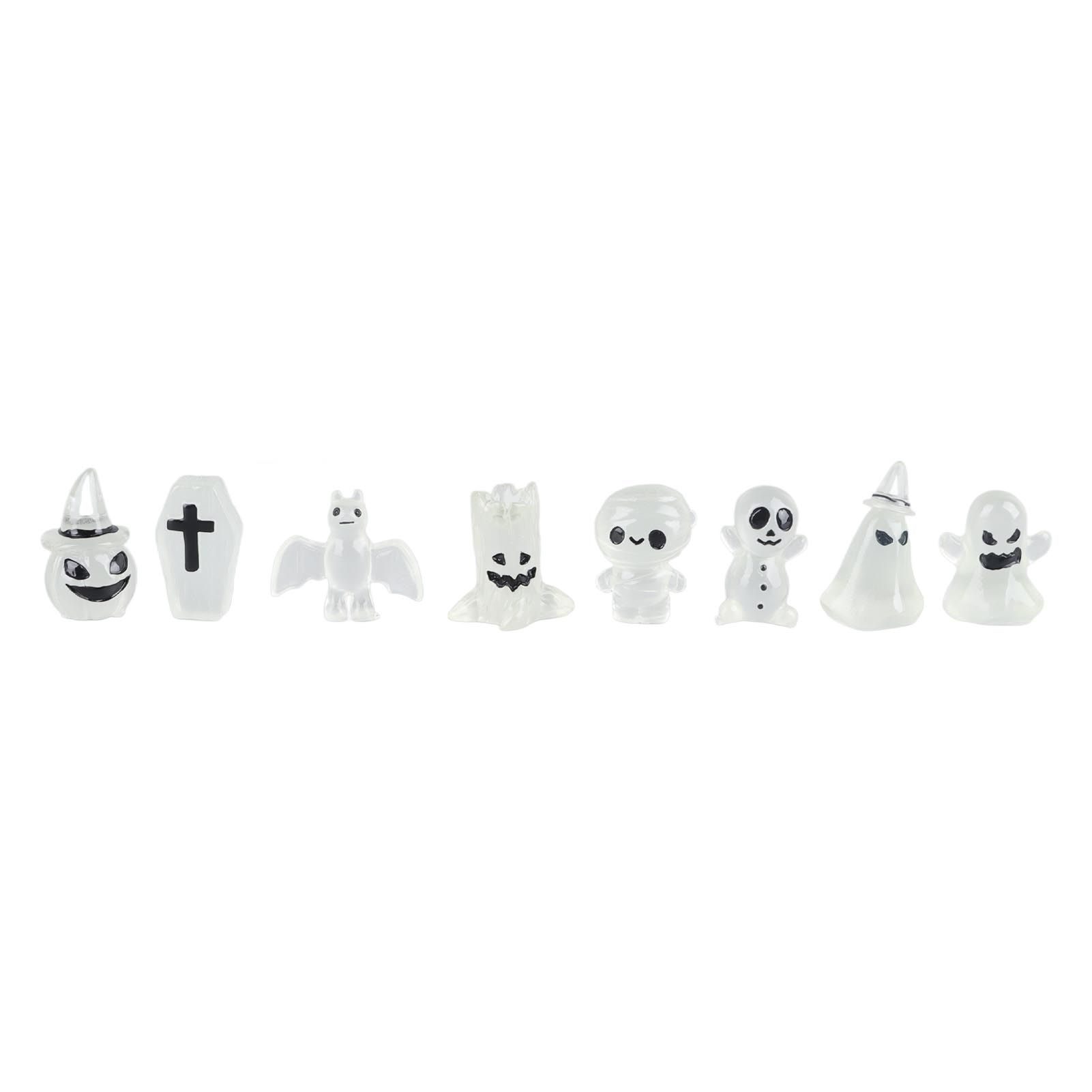 8 Pcs Halloween Ornaments Miniature Luminous Tombstone Pumpkin Skull Ghost view 10