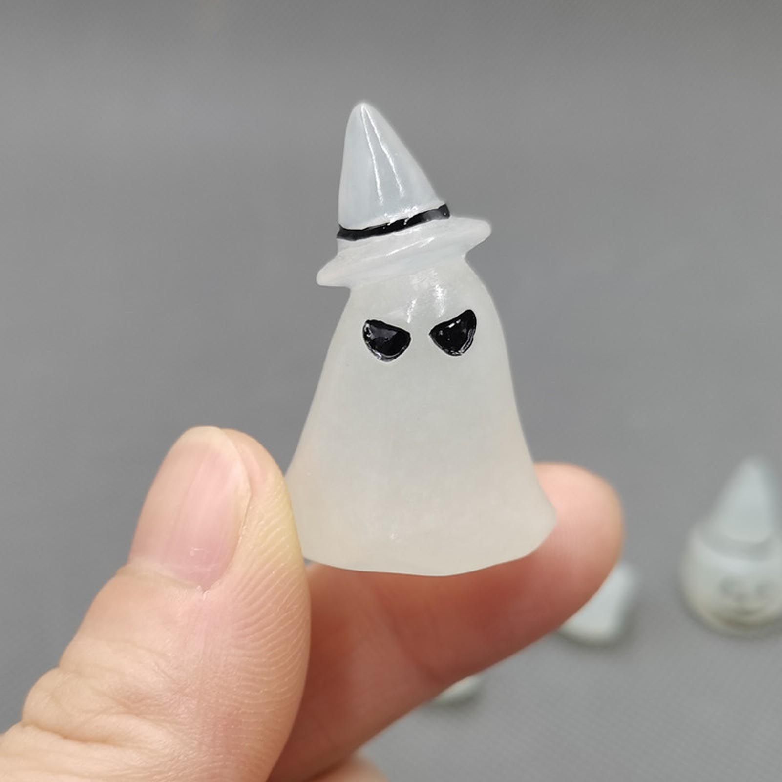 8 Pcs Halloween Ornaments Miniature Luminous Tombstone Pumpkin Skull Ghost view 13