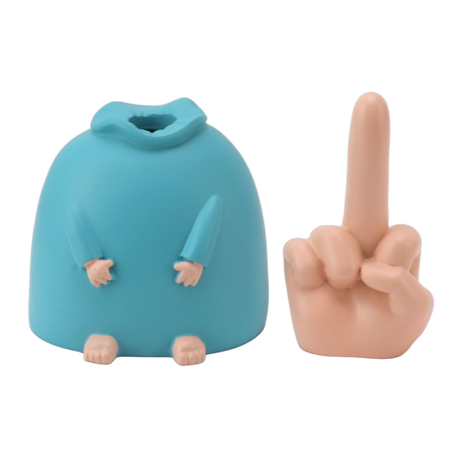 Funny Middle Finger Statue Bright Color Exquisite Engraving Finger Man — image 1