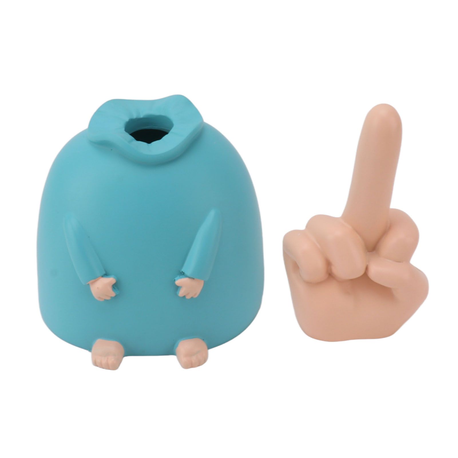 Funny Middle Finger Statue Bright Color Exquisite Engraving Finger Man view 2