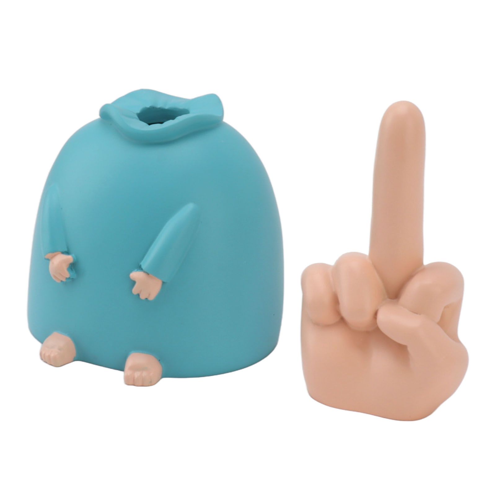 Funny Middle Finger Statue Bright Color Exquisite Engraving Finger Man view 3