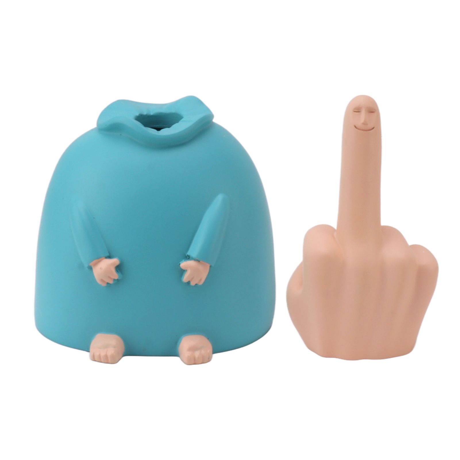 Funny Middle Finger Statue Bright Color Exquisite Engraving Finger Man view 9