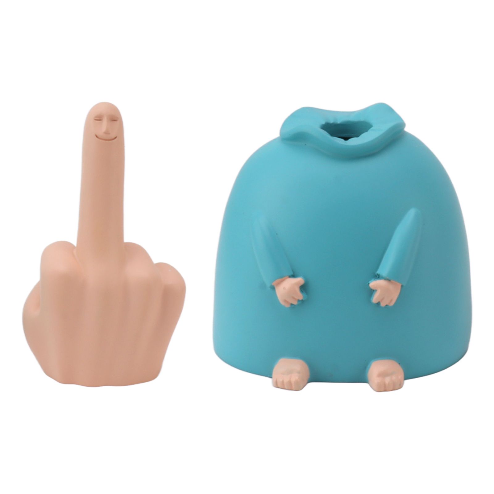 Funny Middle Finger Statue Bright Color Exquisite Engraving Finger Man view 10