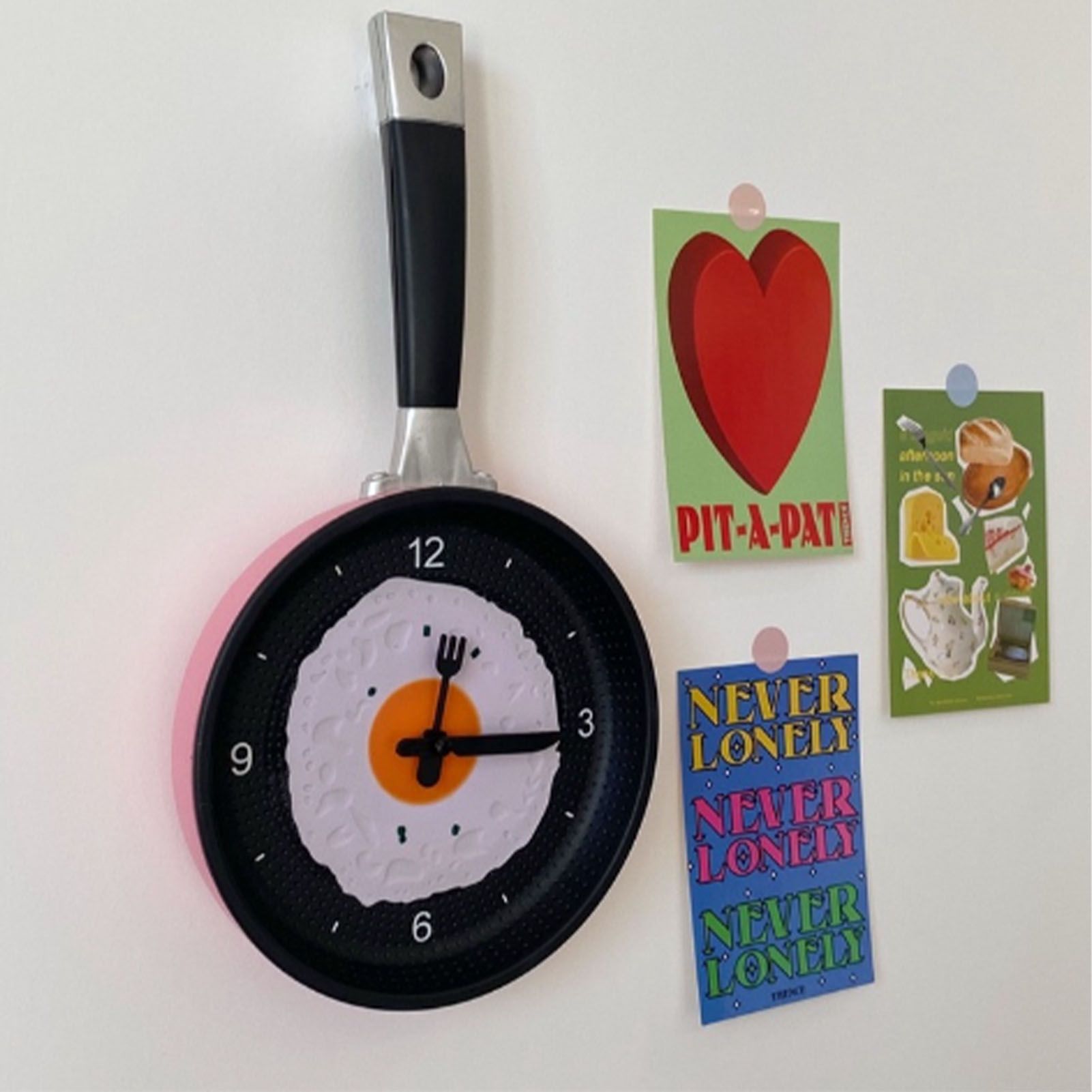 Wall Clock ABS Fried Egg Frying Pan Shape Silent Battery Operated Wall Clock view 7
