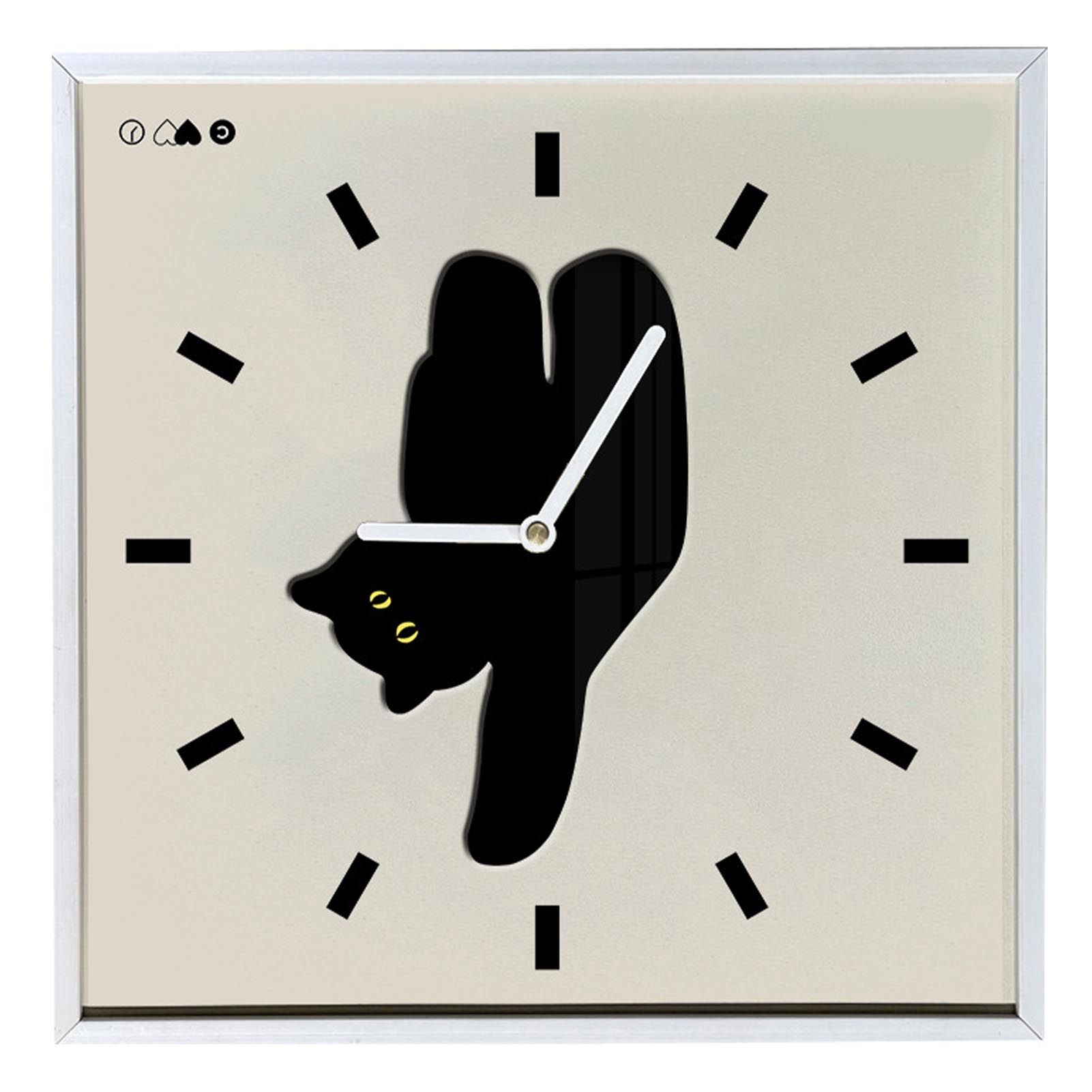 Wall Clock Innovative Nordic Style Cute Cat Pattern Silent Prevents Ticking view 4