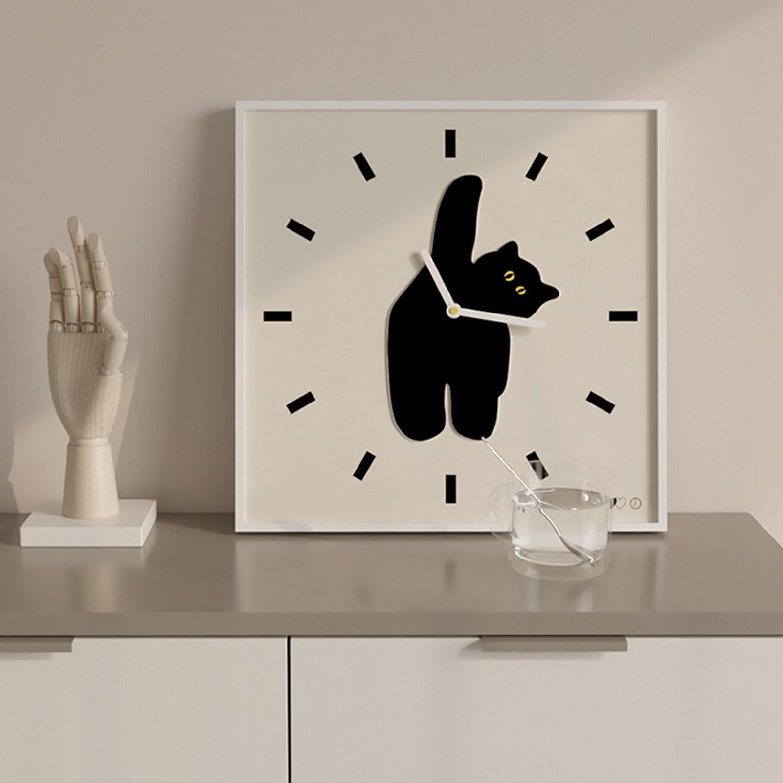 Wall Clock Innovative Nordic Style Cute Cat Pattern Silent Prevents Ticking view 6