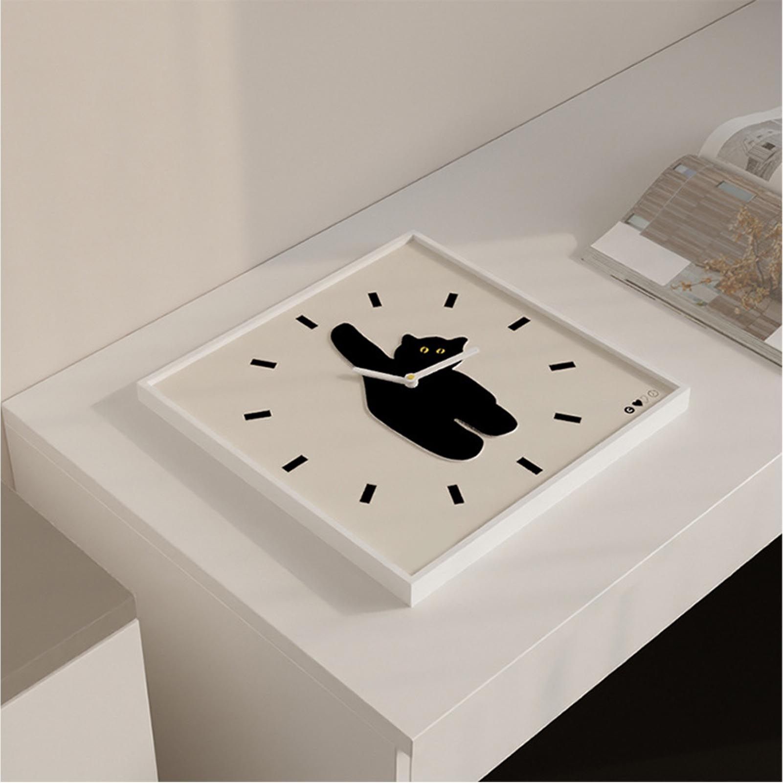 Wall Clock Innovative Nordic Style Cute Cat Pattern Silent Prevents Ticking view 10