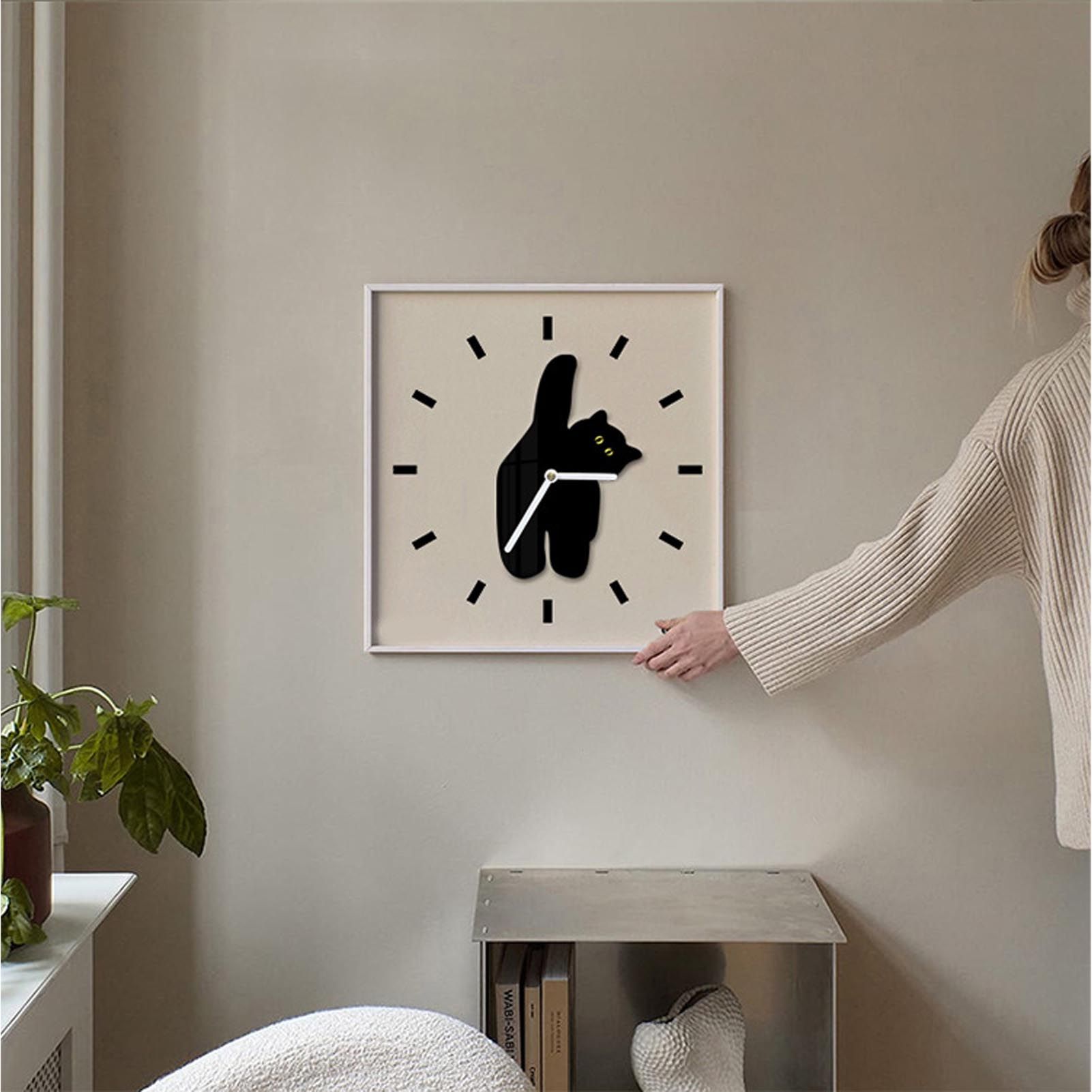 Wall Clock Innovative Nordic Style Cute Cat Pattern Silent Prevents Ticking view 11
